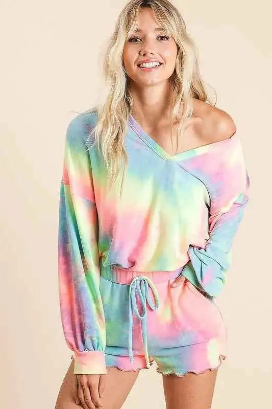 Tie Dye French Terry Top and Shorts Set.