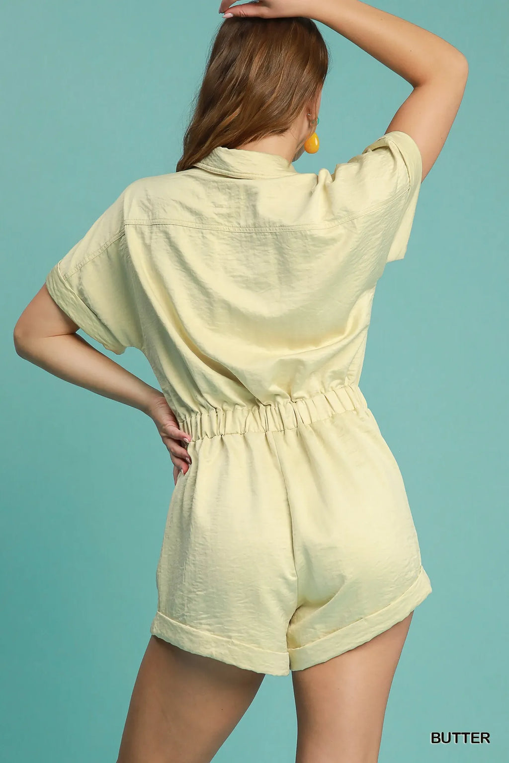 Umgee Button Down Charmeuse Romper.