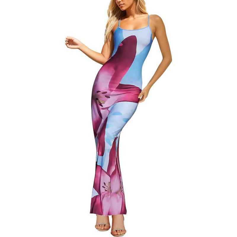 Bodycon Printed Strap Dress European And American Style