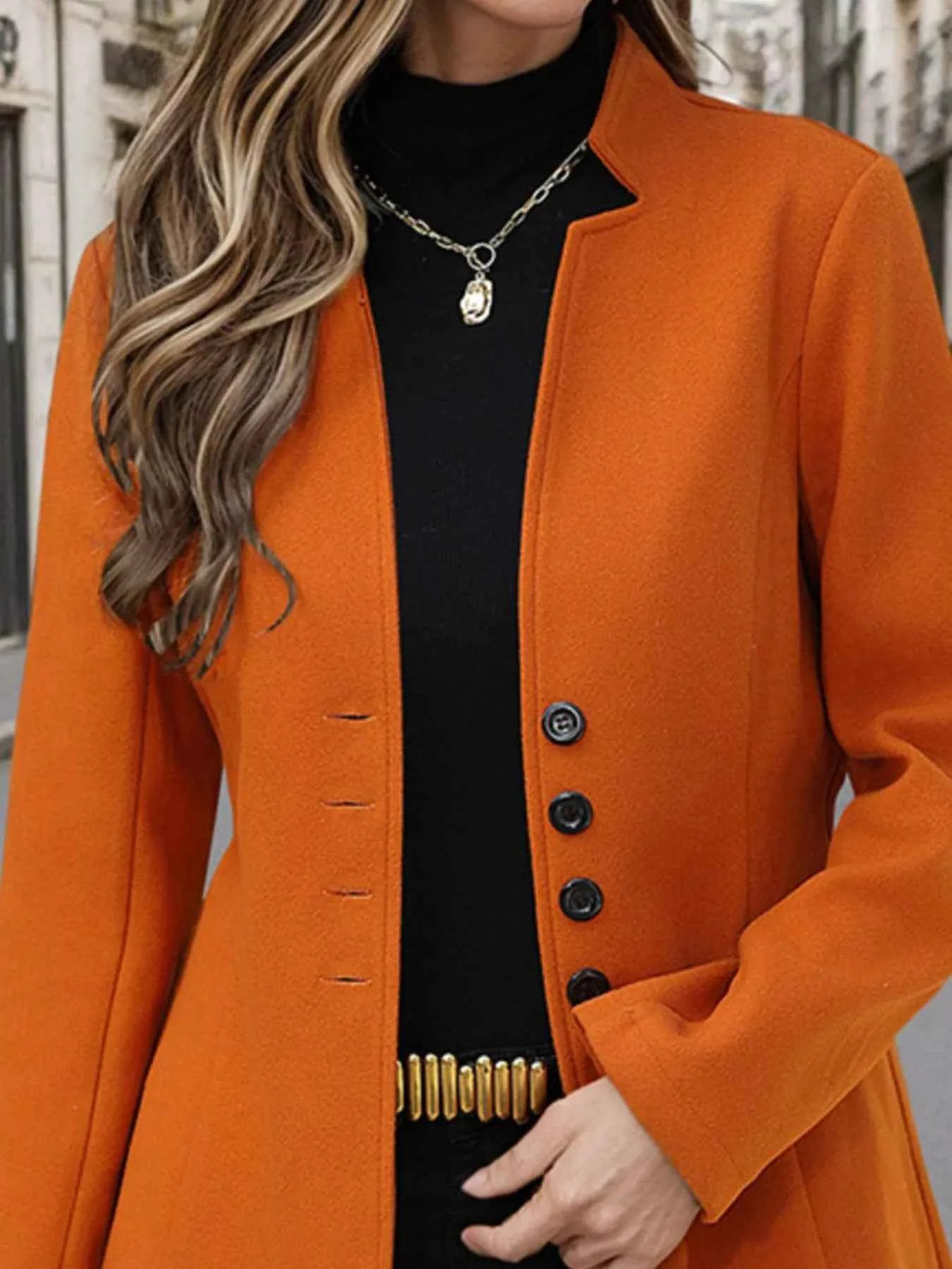 Button Up Long Sleeve Coat.