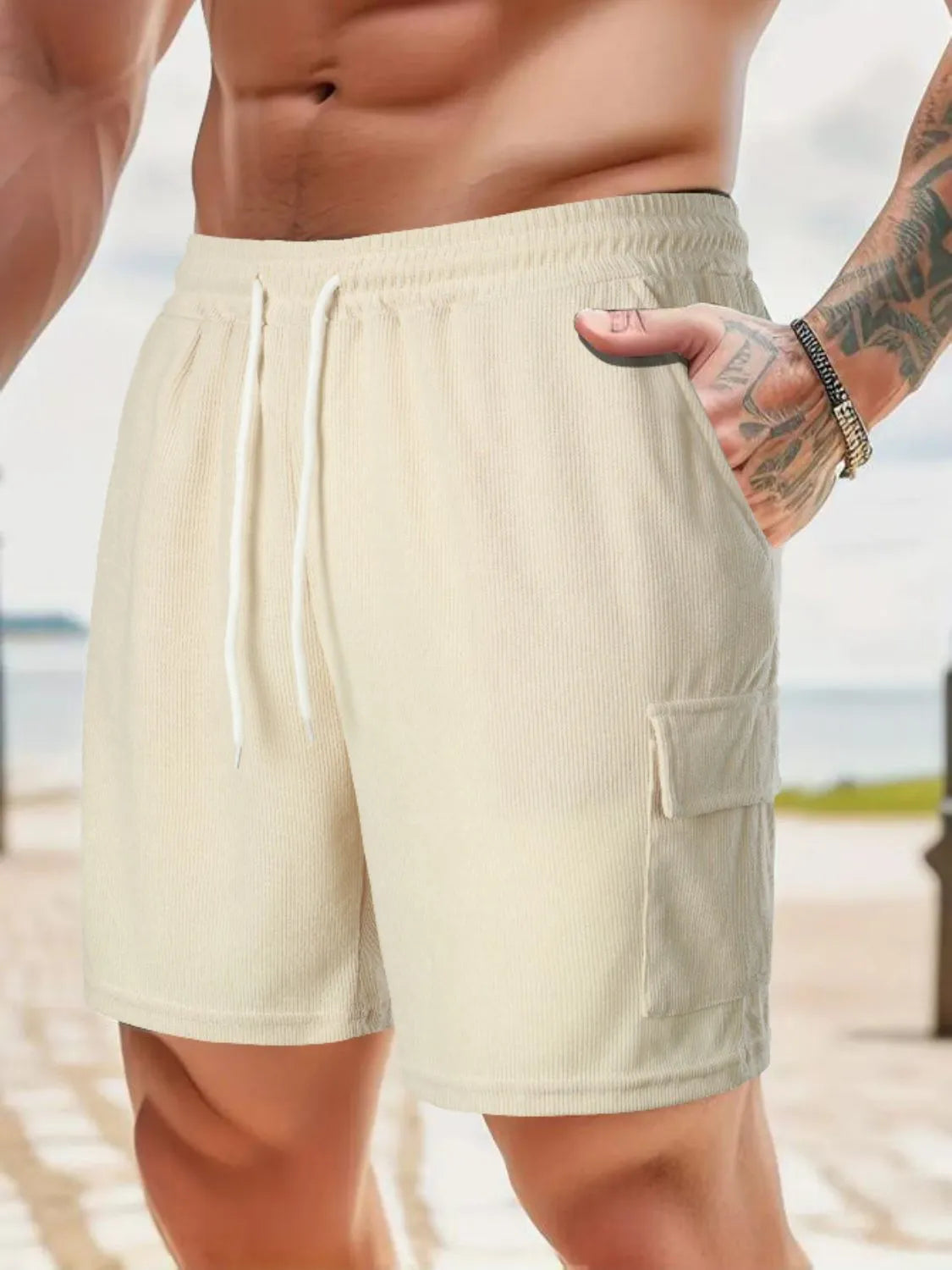 Men's Drawstring Shorts with Pockets.