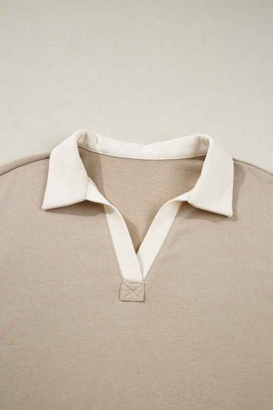 Colorblock Raw Edge Pullover and Drawstring Skirt