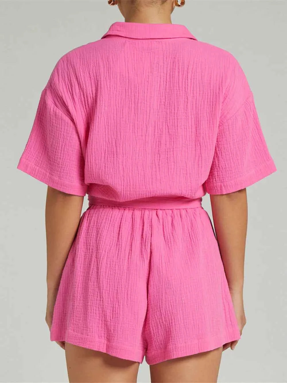Button Up Shirt and Shorts Set