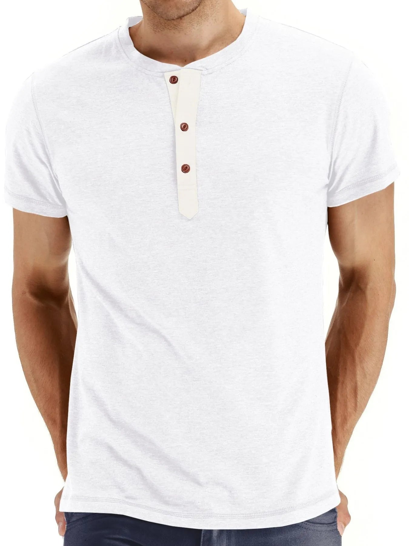 Men's Short Sleeve Henley Polo Shirt.