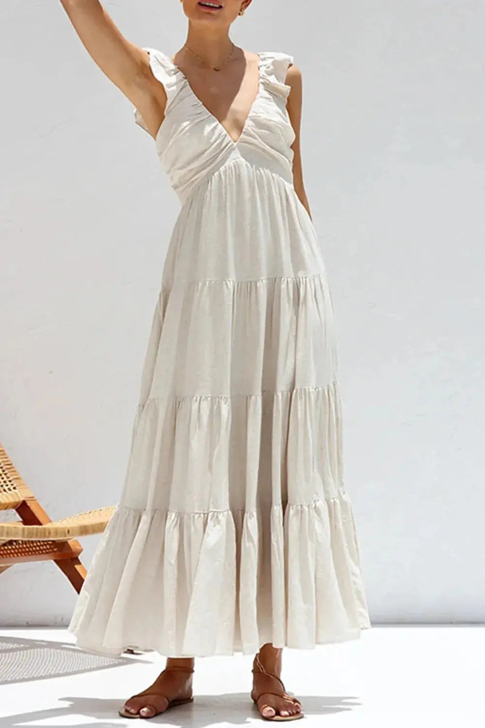 Ruffled V-Neck Dress.