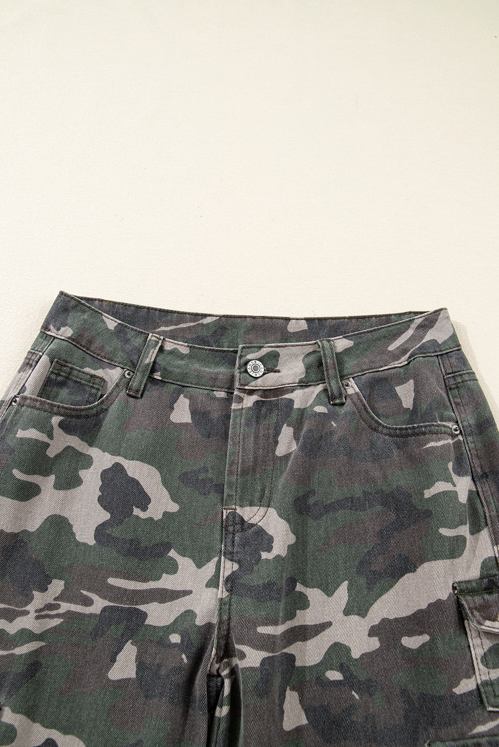 Green Camo Denim Cargo Wide Leg Pants Dear-Lover Dropshipping