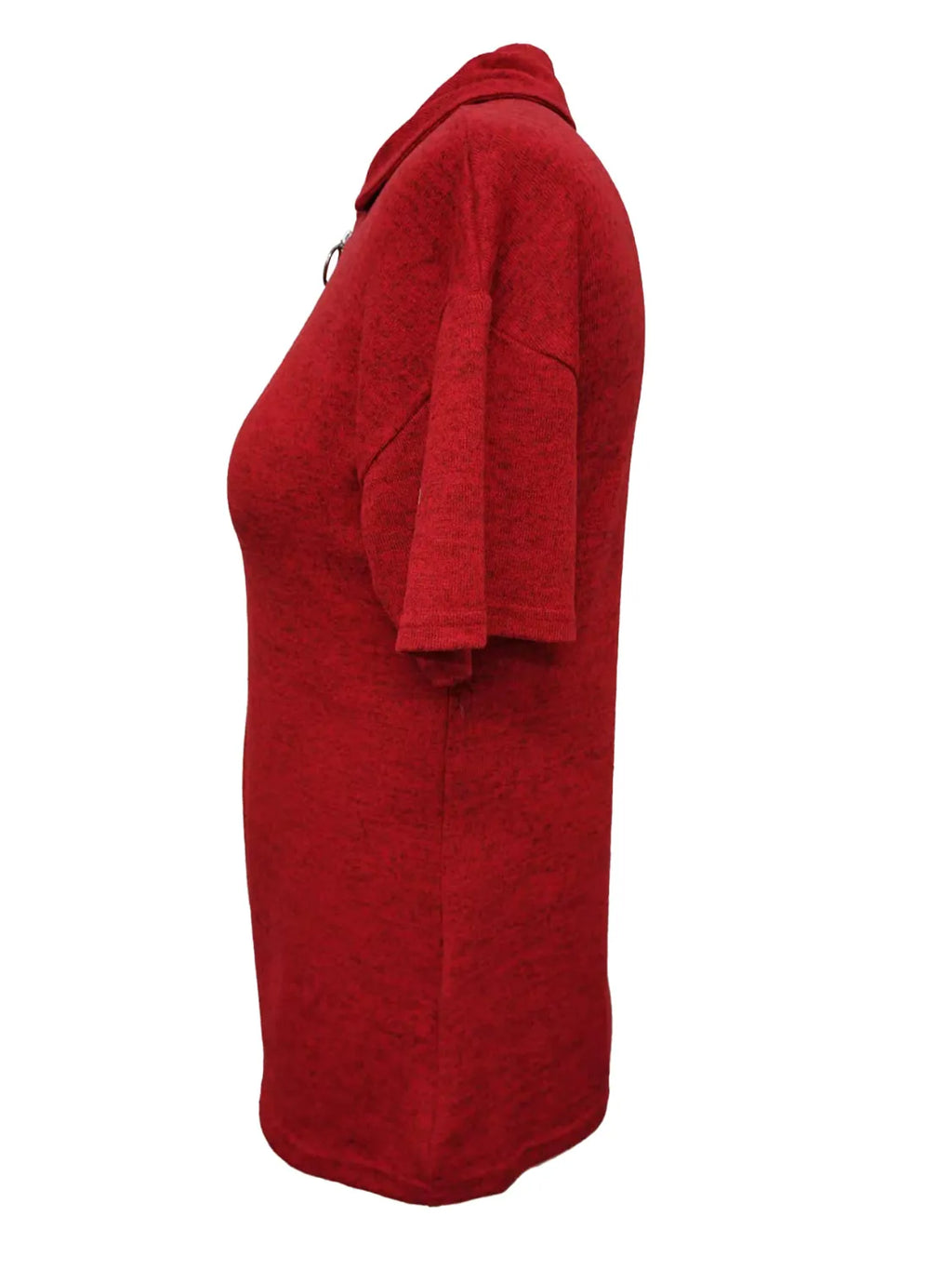 Zip Collar Short Sleeve Top.