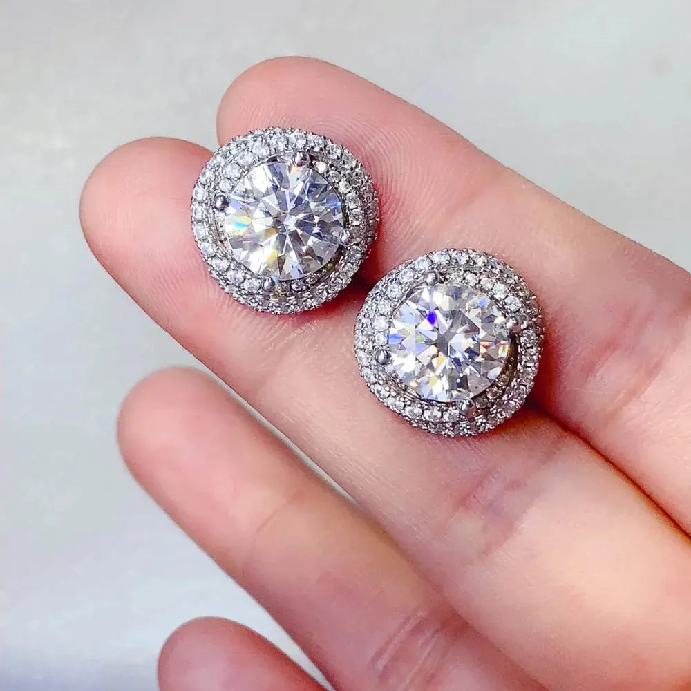 6 Carat Moissanite 925 Sterling Silver Earrings.