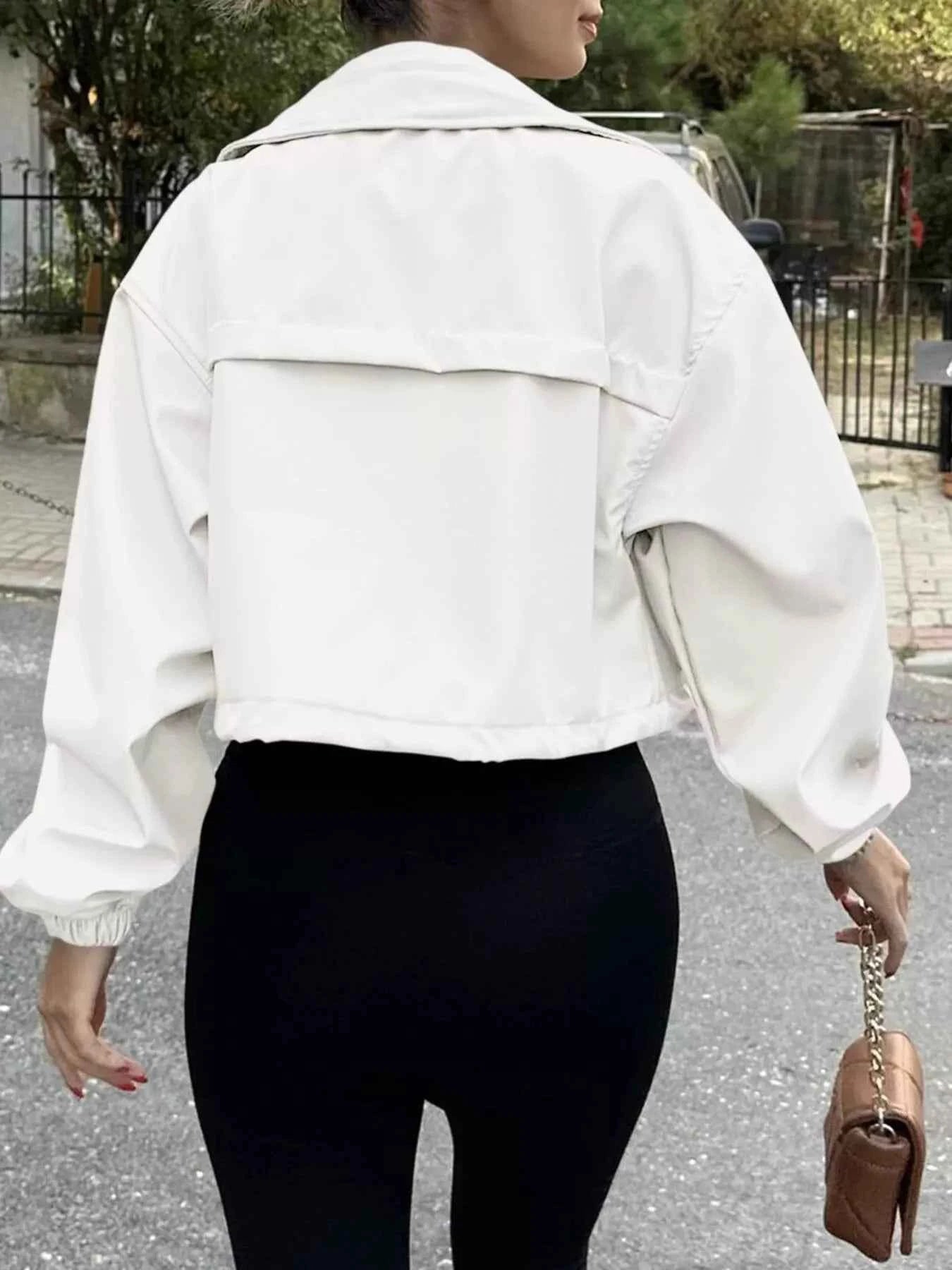 Drawstring Hem Zip Up Jacket