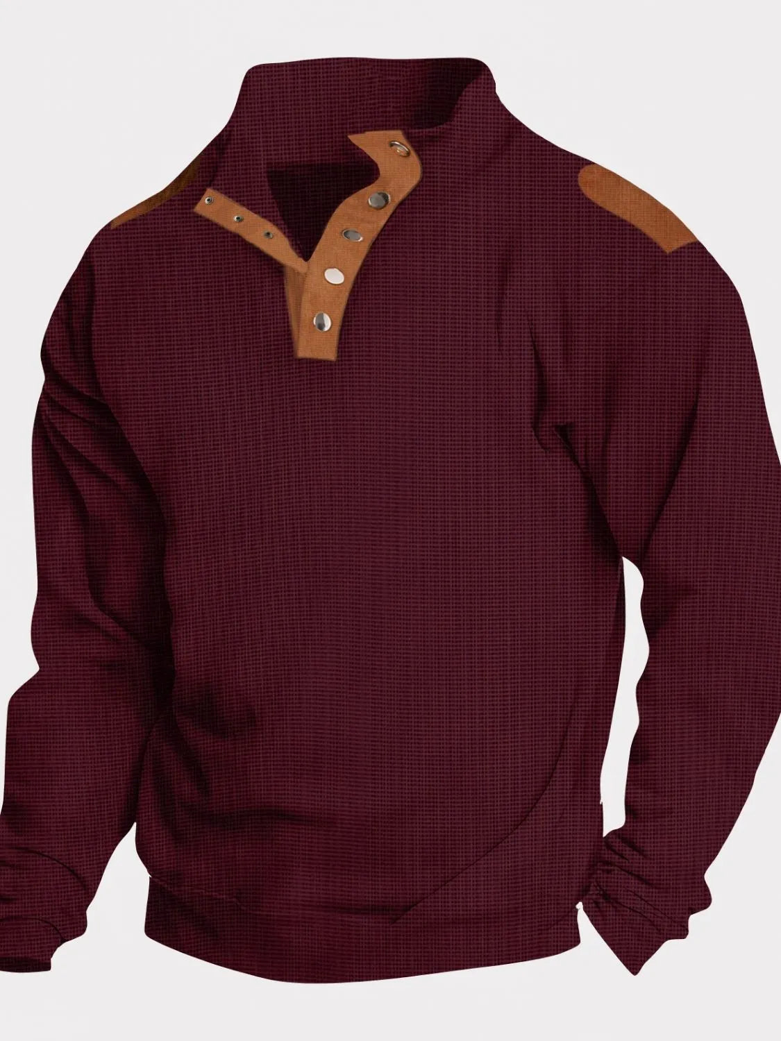 Men's Full Size Quarter Snap Long Sleeve Top Plus Size.