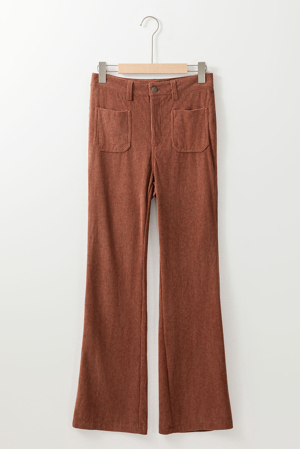 Brown High Waist Square Pockets Corduroy Pants Dear-Lover Dropshipping