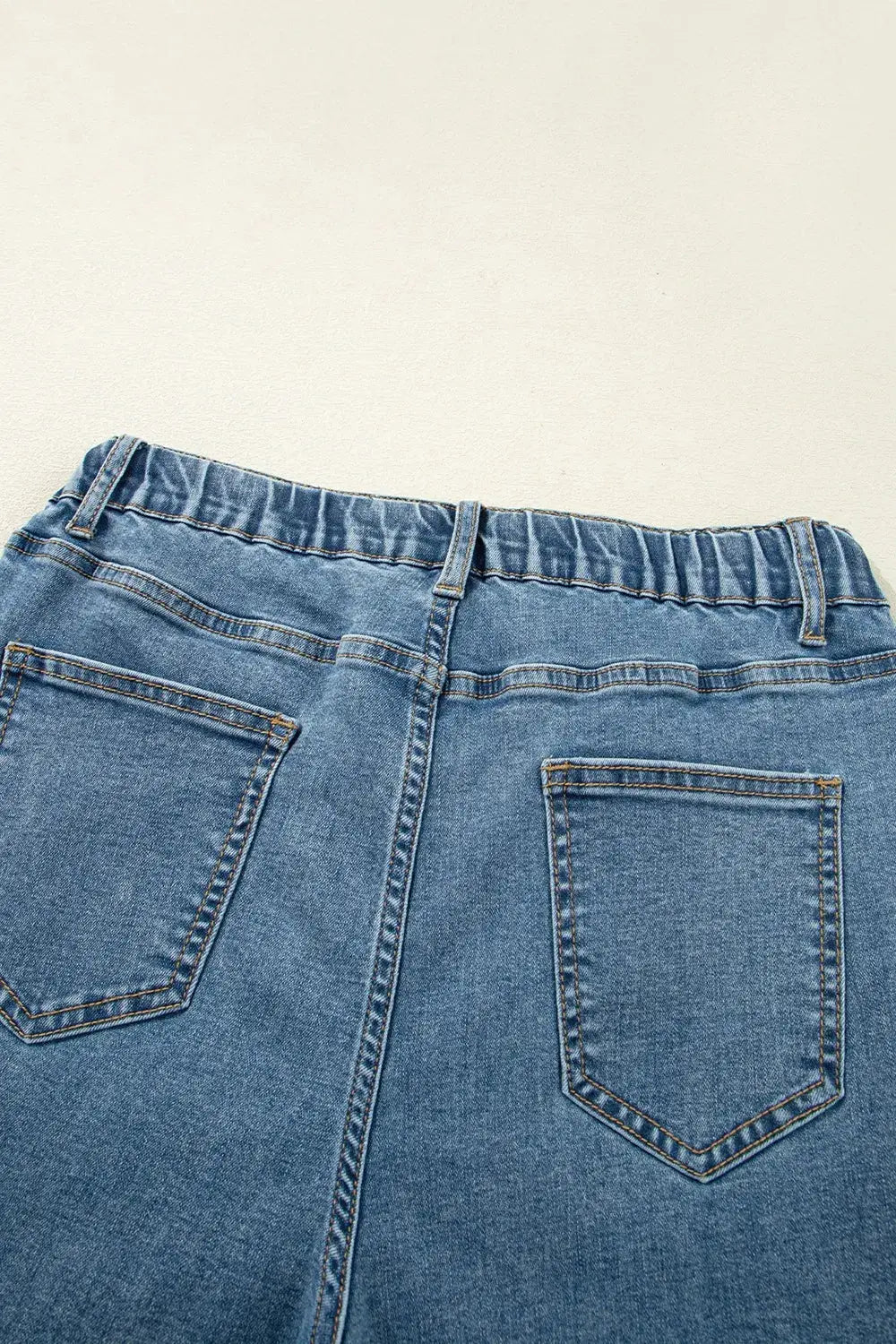 Medium Wash Super Wide Leg Denim Pants.