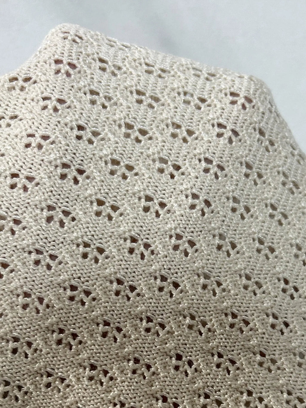 Openwork Button Up Top and Skirt Sweater Set.