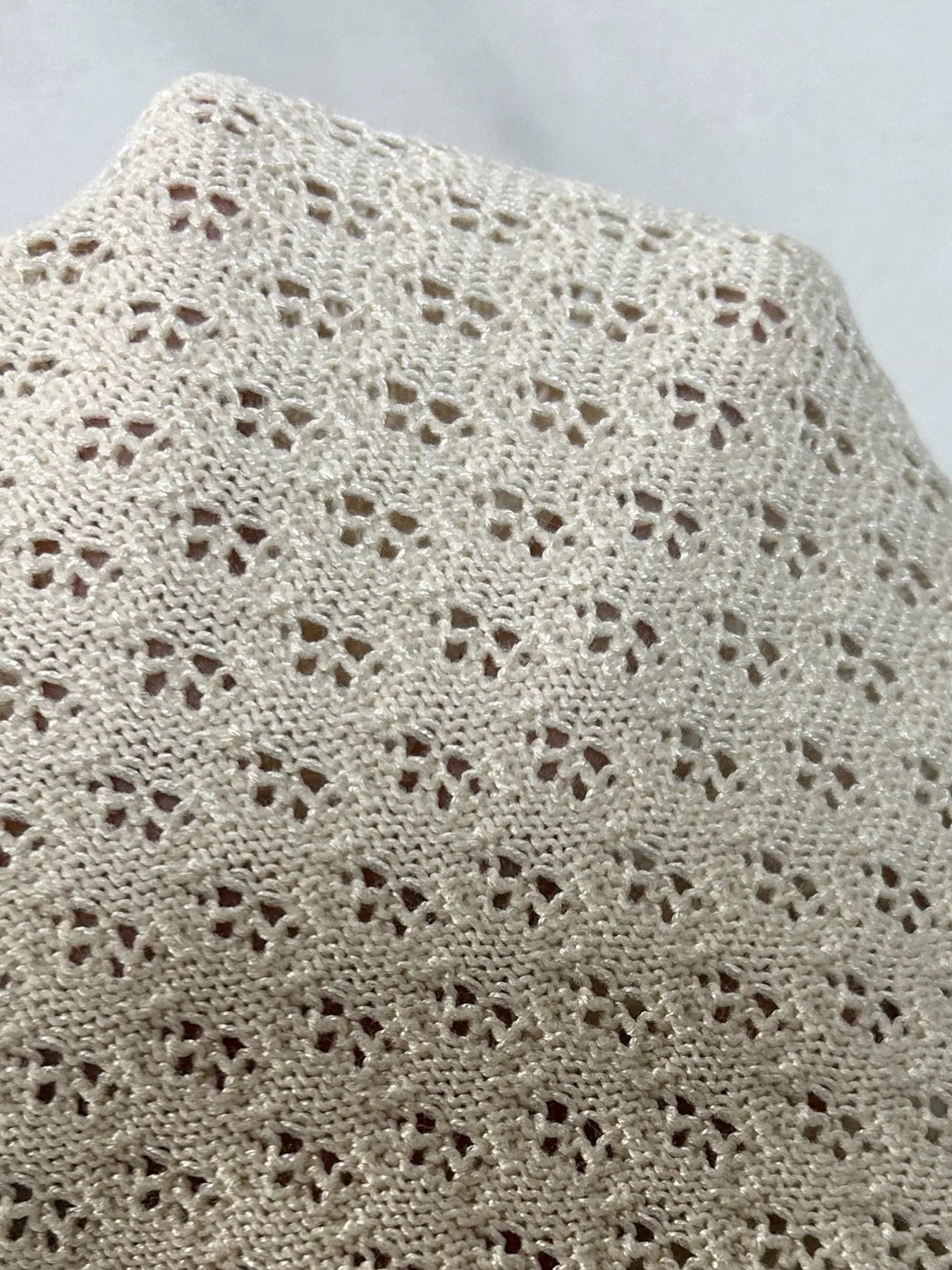 Openwork Button Up Top and Skirt Sweater Set.