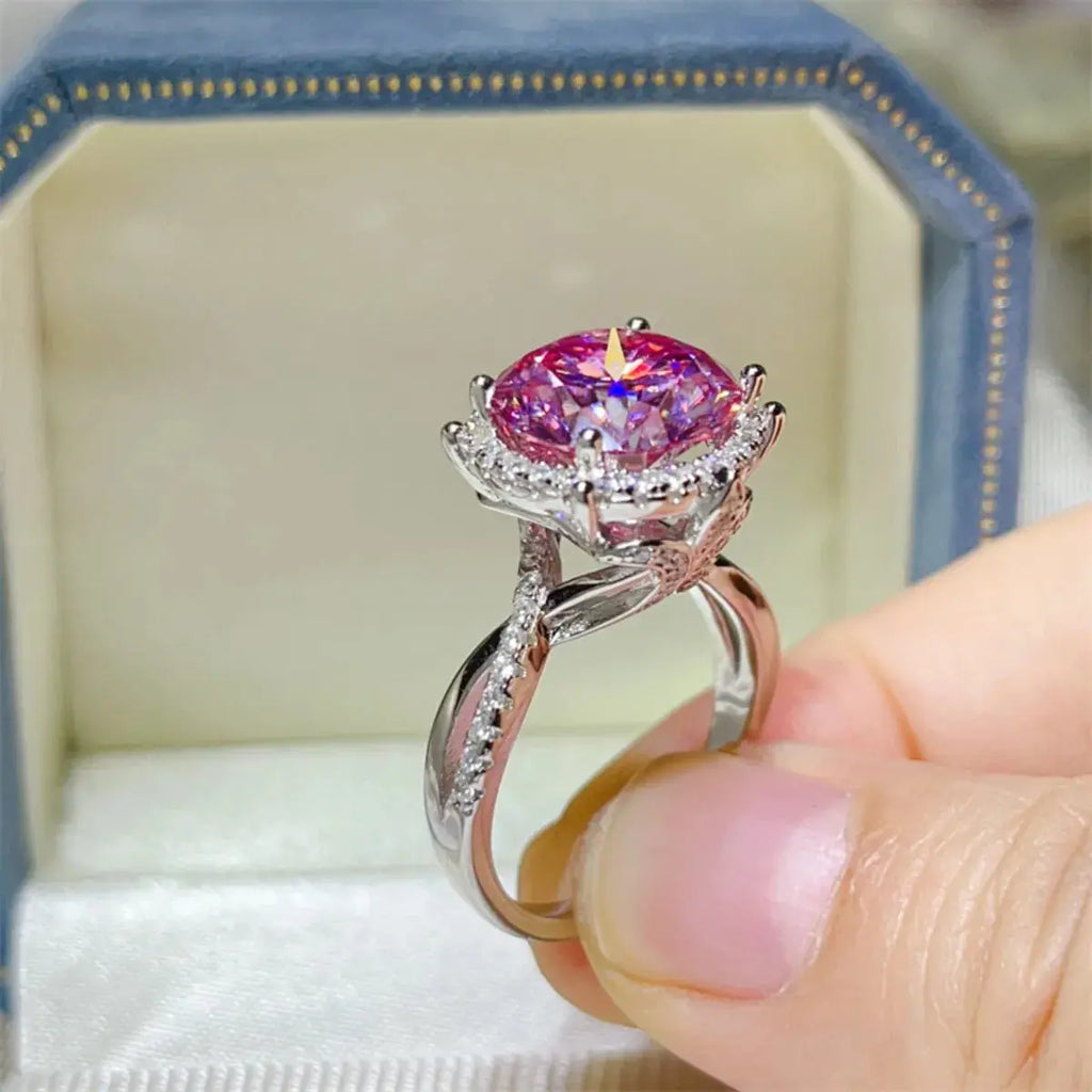 5 Carat Moissanite Halo Engagement Ring.