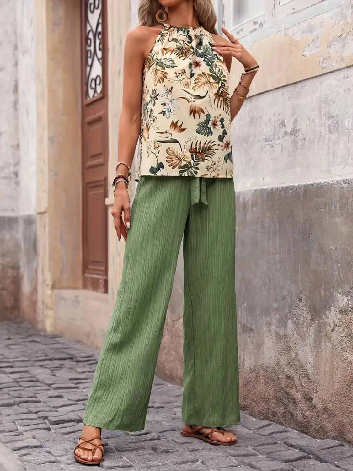 Tank Top and Wide Leg Pants Set - CHIC TB
