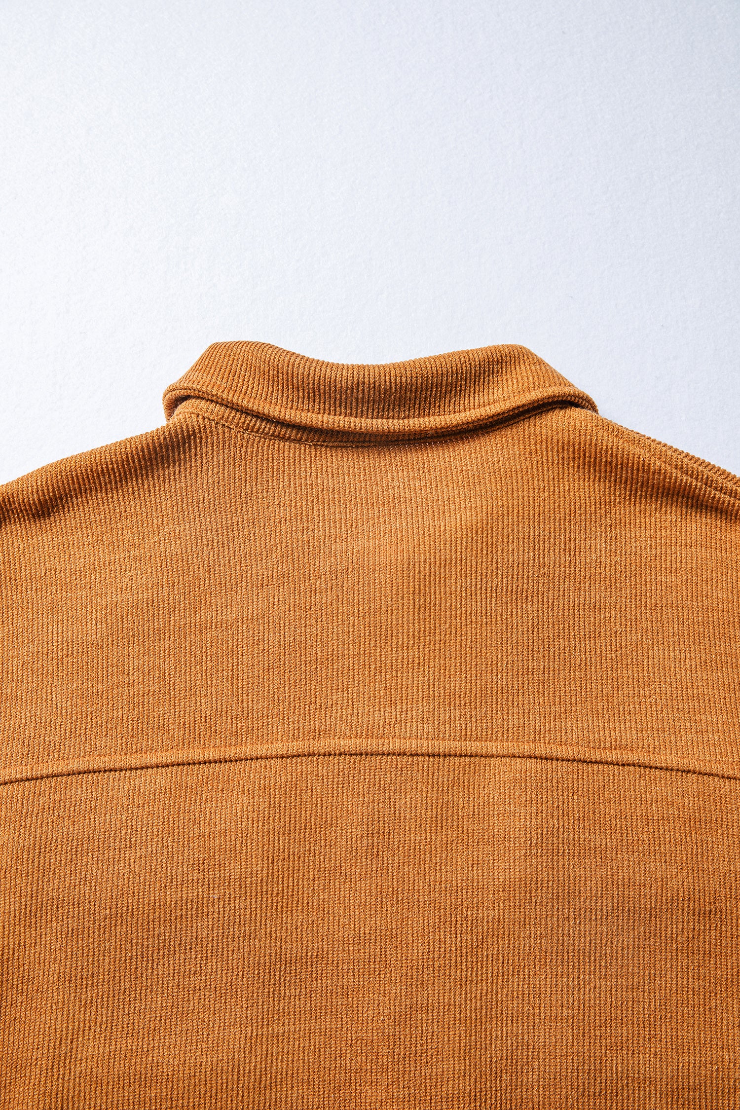 Russet Orange Flap Pocket Textured Knit Solid Color Casual Shacket Dear-Lover Dropshipping