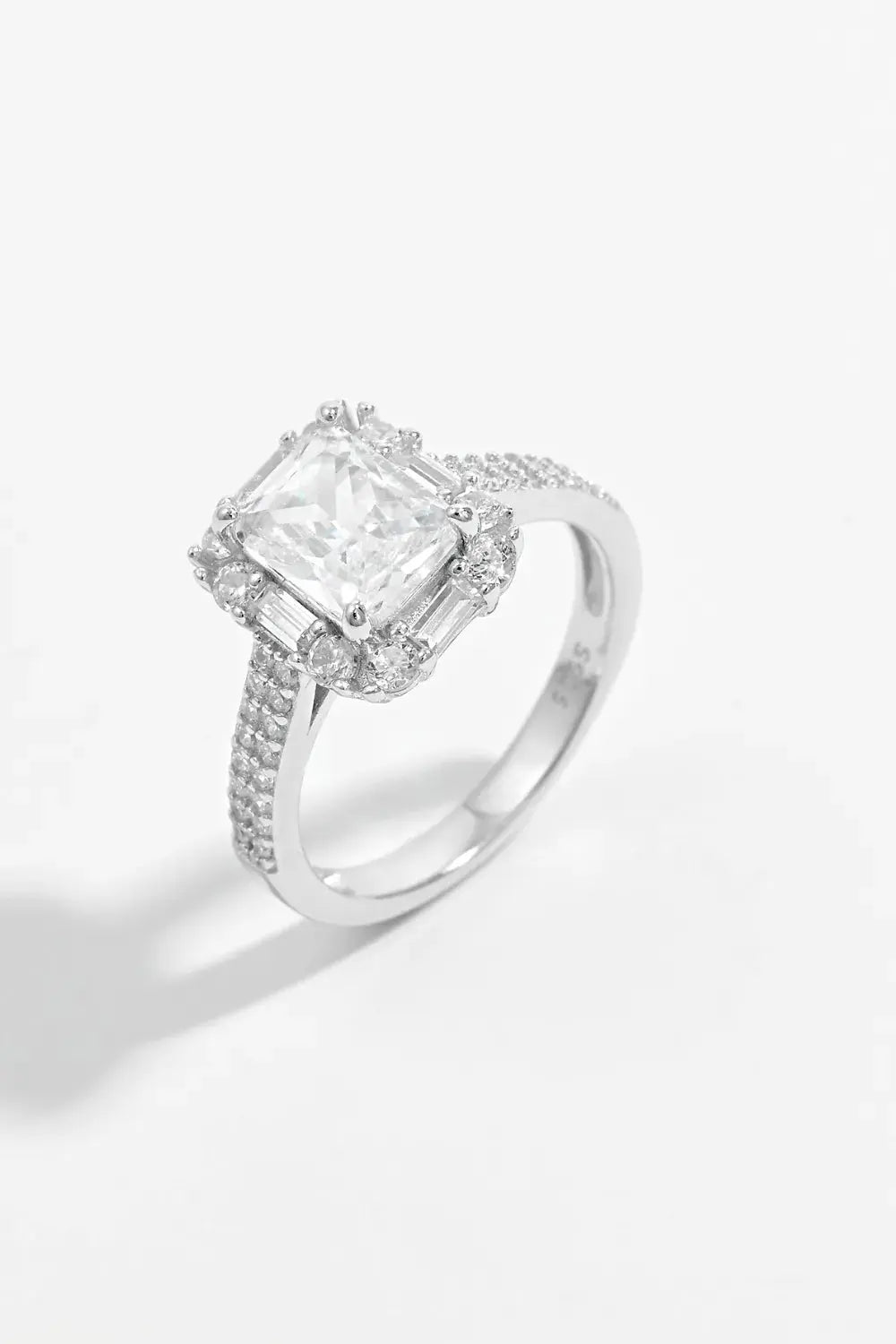 925 Sterling Silver Inlaid Zircon Square Ring.