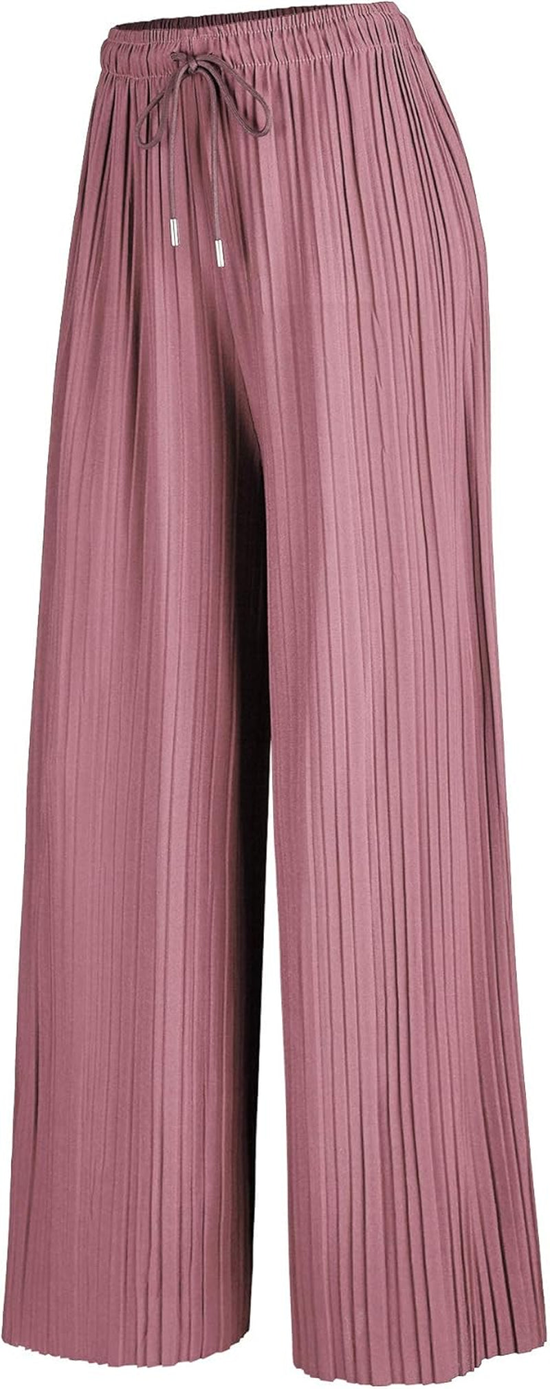 Made by Johnny Women'S Pleated Wide Leg Palazzo Pants with Drawstring