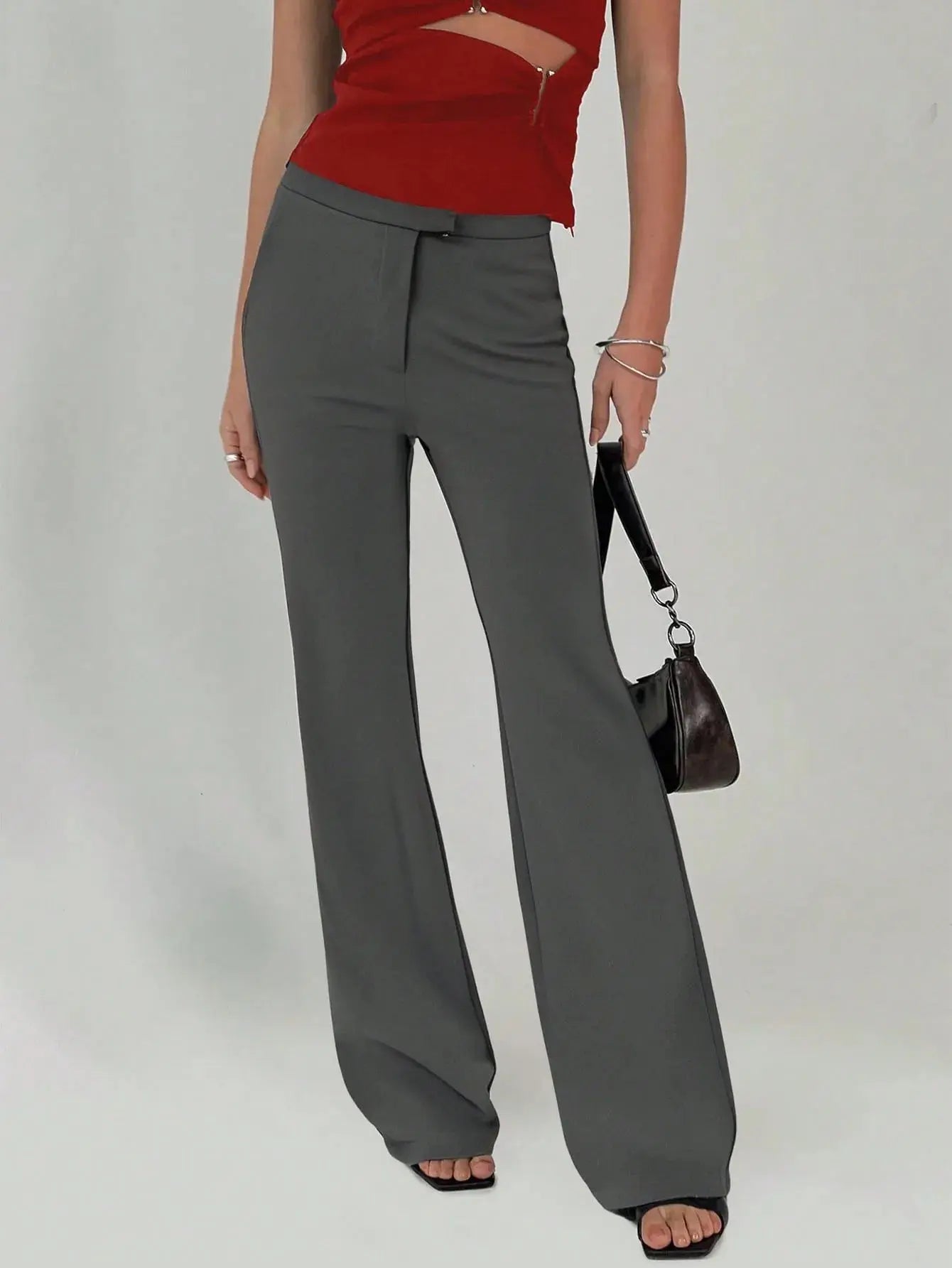 High Waist Flare Leg Trousers.