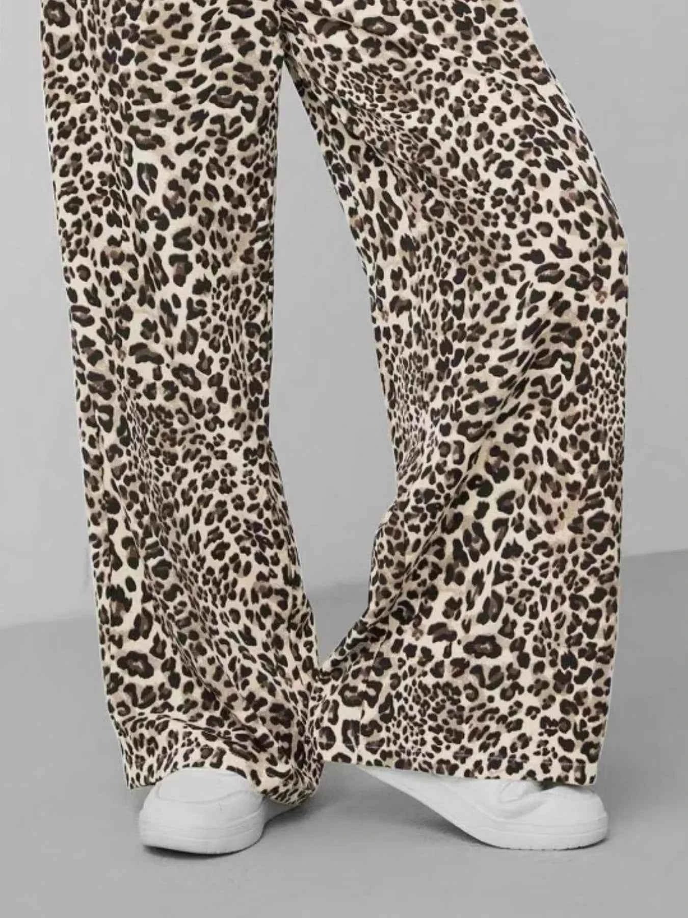 Leopard Print Wide Leg Pants