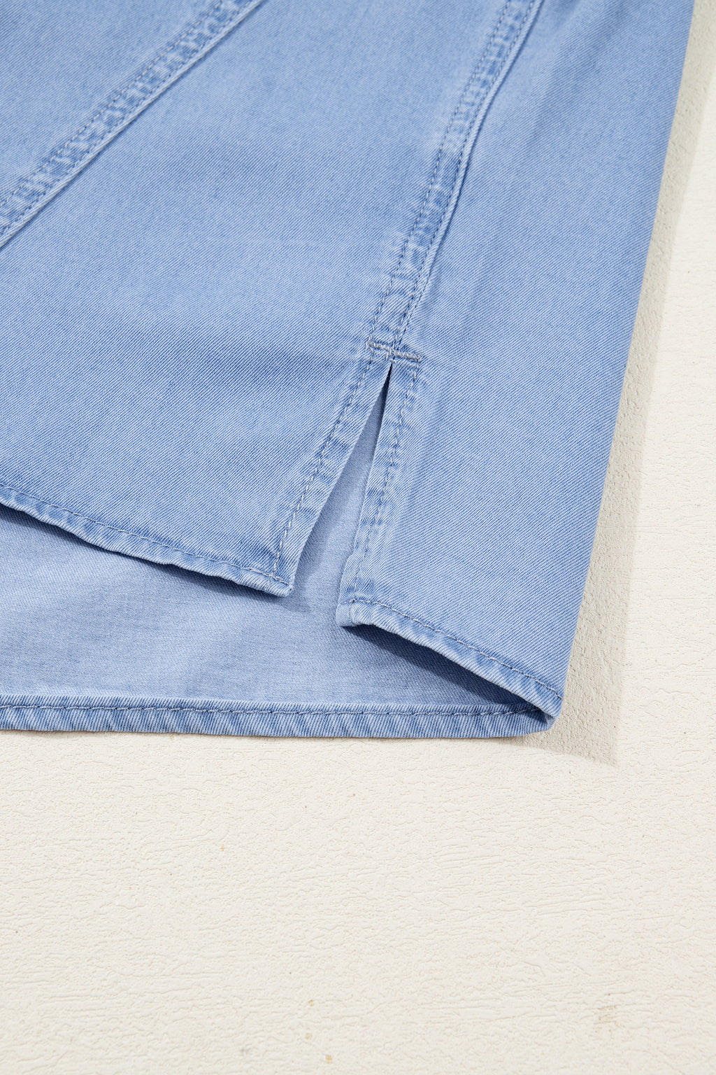 Myosotis Washed Drop Shoulder Bracelet Sleeve Chambray Shirt