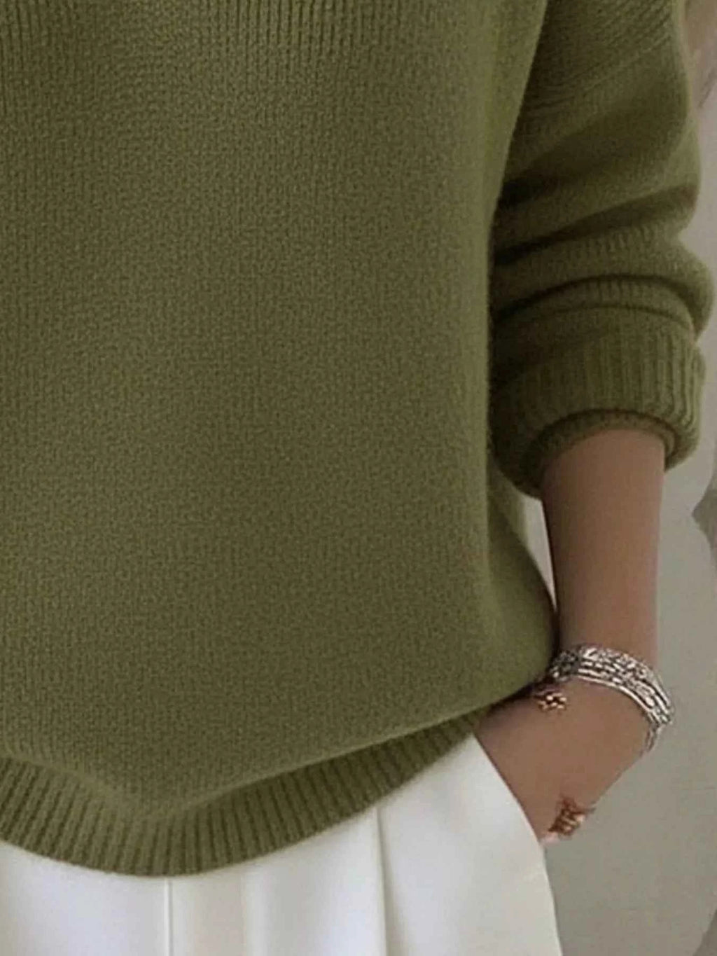 Full Size V-Neck Long Sleeve Sweater Plus Size