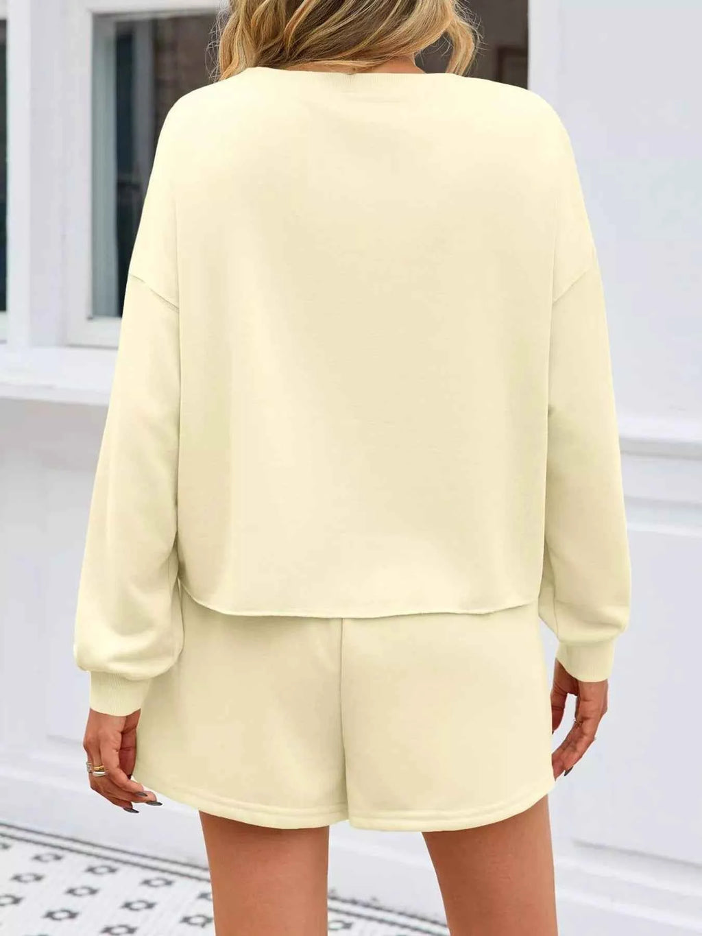 Pearl Embellished Round Neck Top and Skort Set