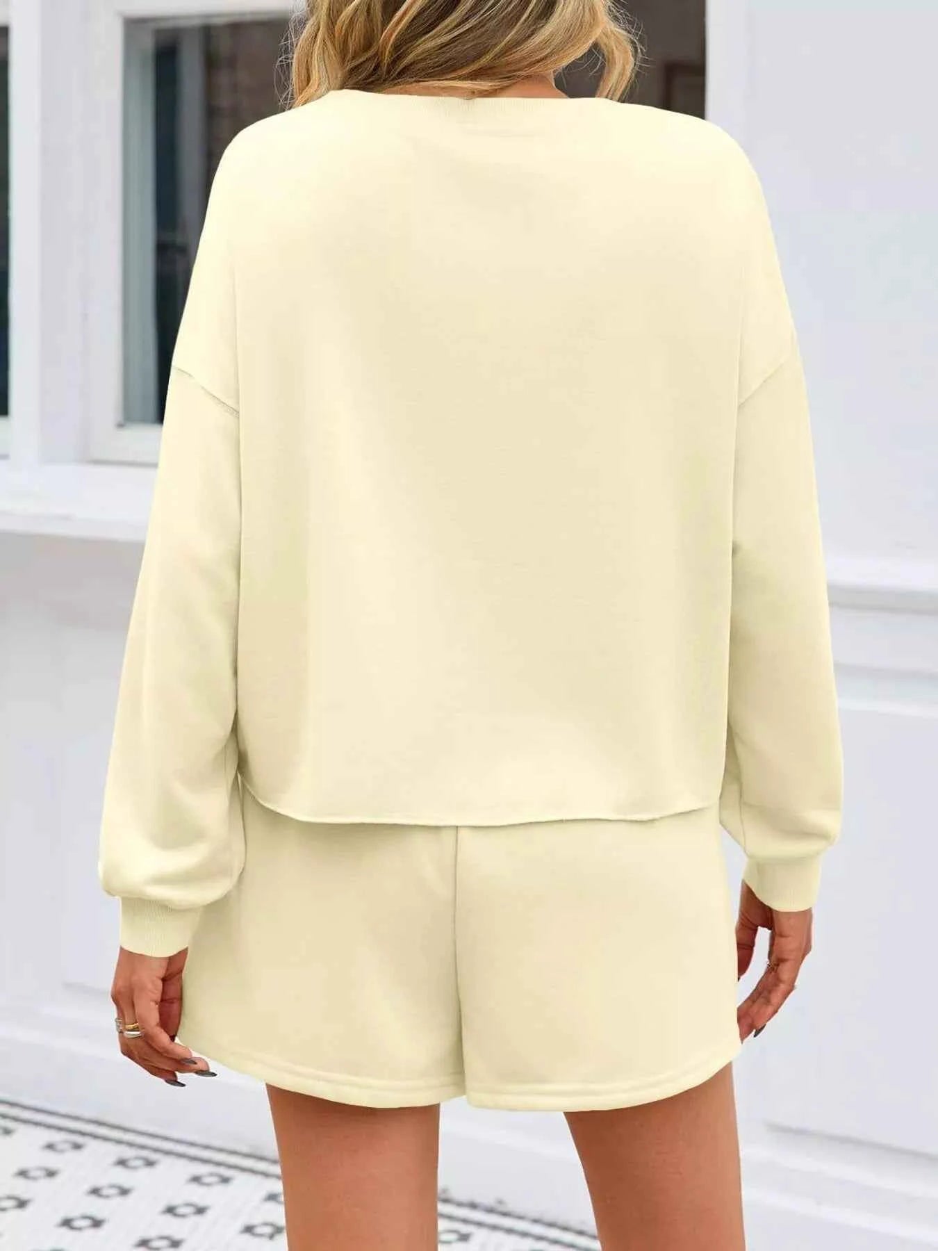 Pearl Embellished Round Neck Top and Skort Set