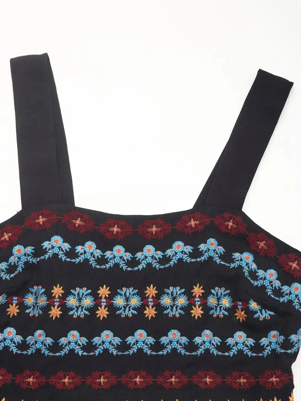 Perfee Embroidered Floral Side Slit Sleeveless Midi Dress.