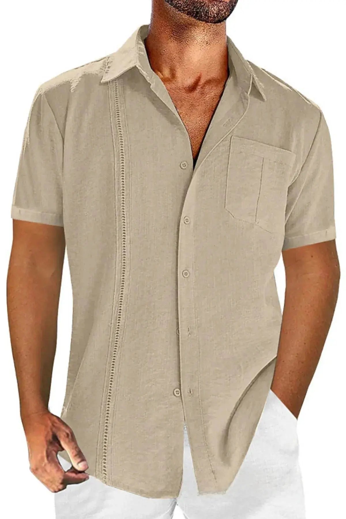 Men's Full Size Casual Short Sleeve Button Down Shirt Plus Size.