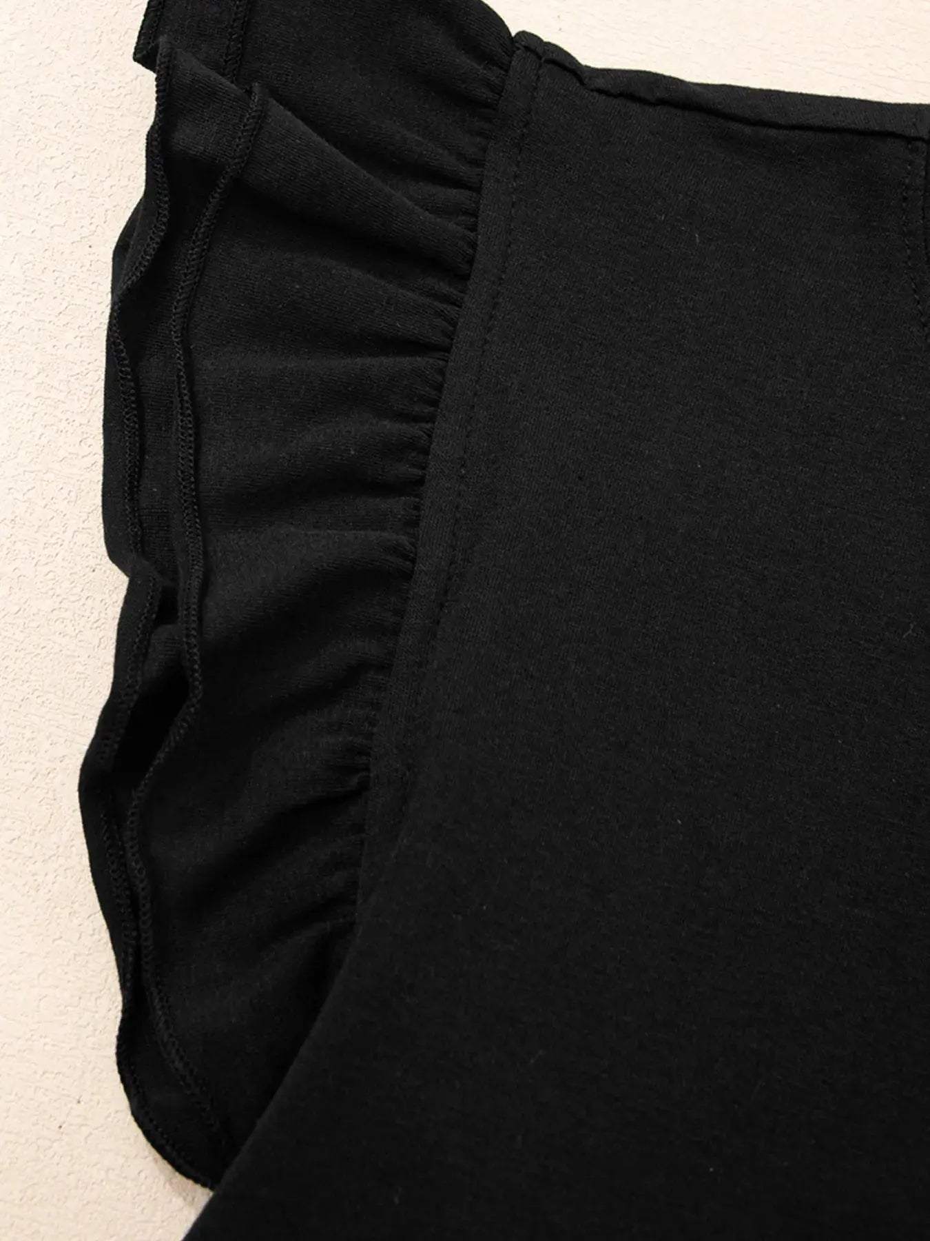 Ruffled Crew Neck Slim Fit Top.