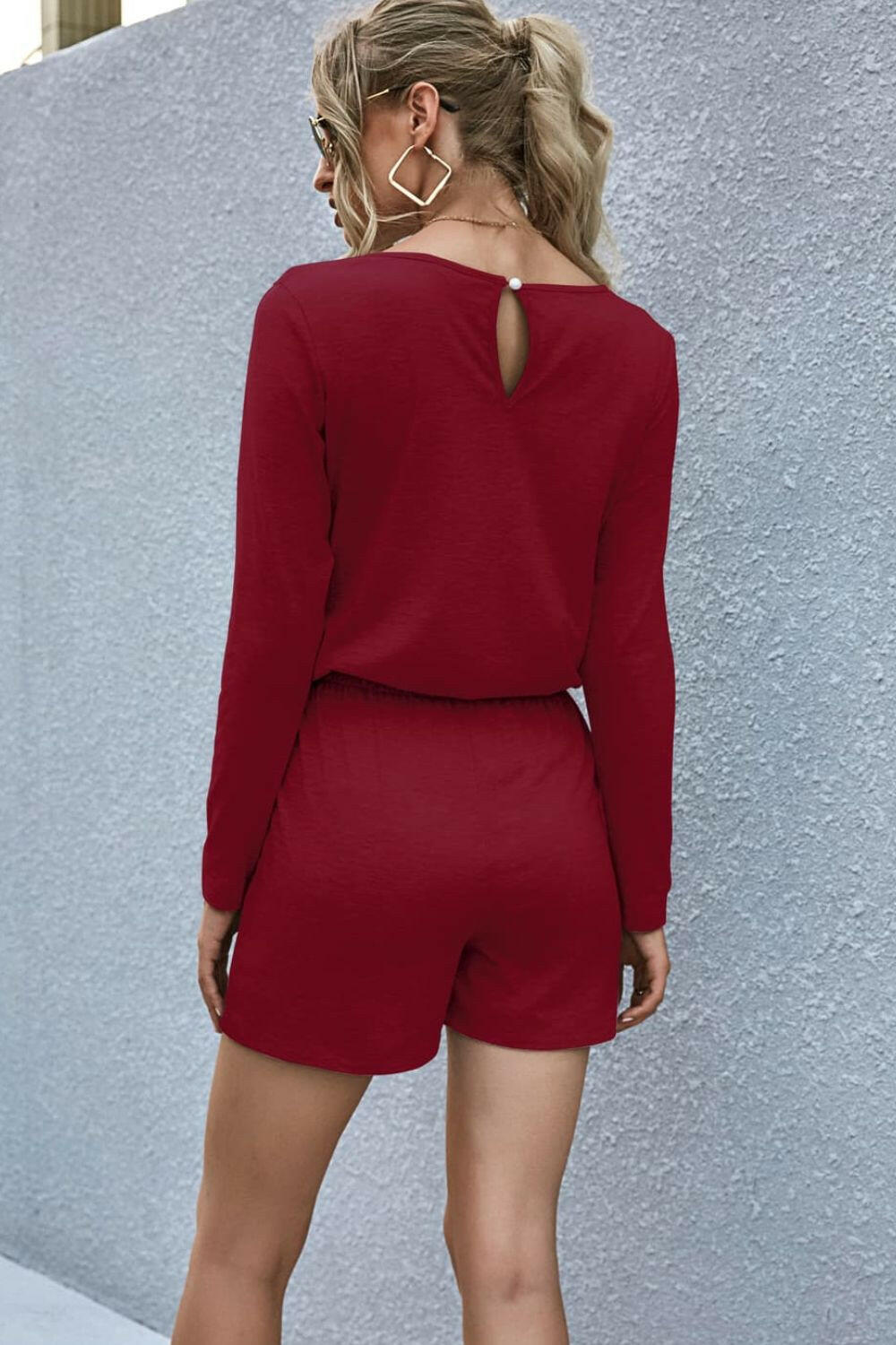round neck t Long Sleeve Romper.