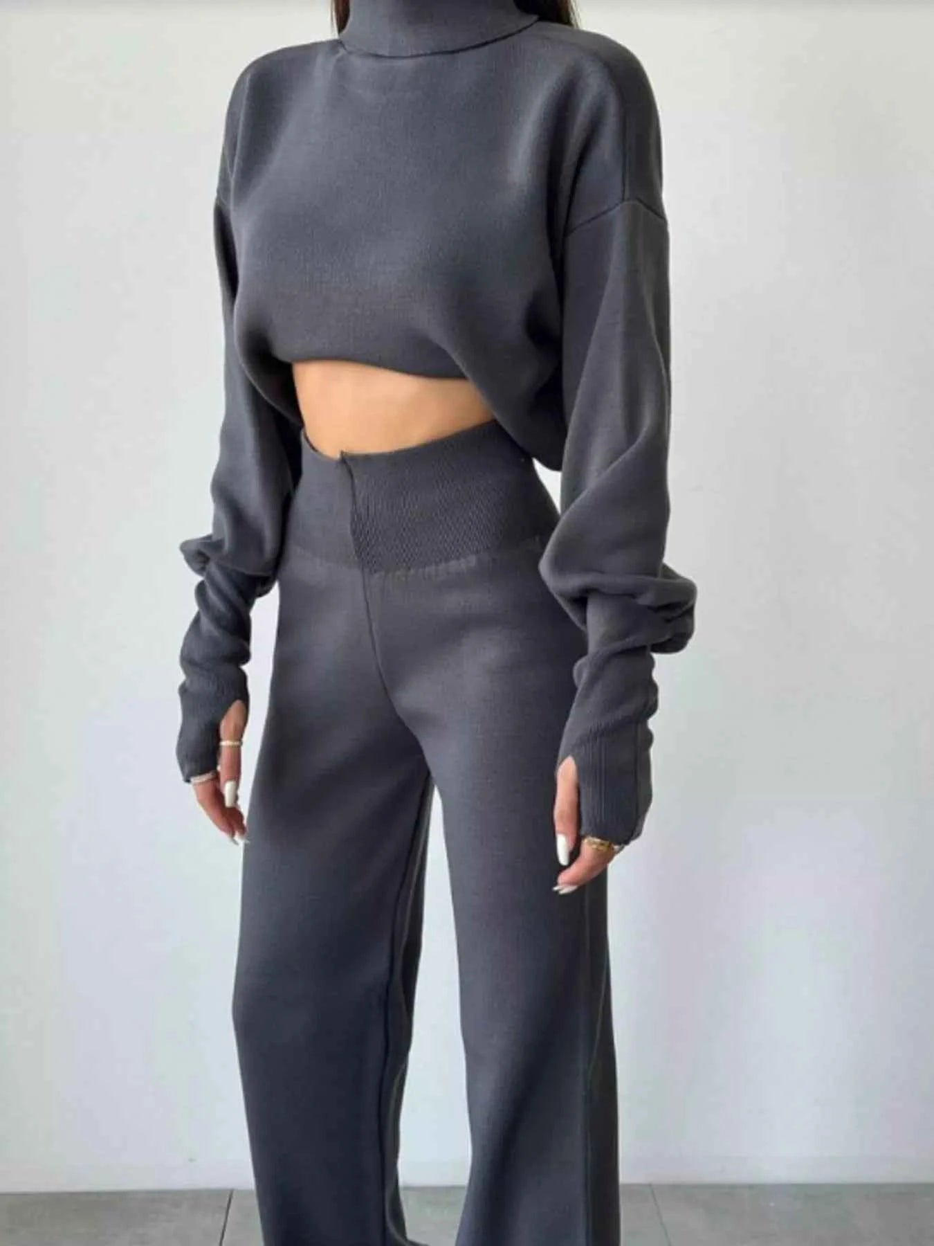 Turtleneck Long Sleeve Top & Pants Set