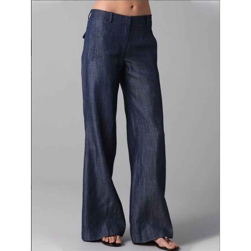 Womens Retro Striped Cotton-Linen Casual Pants