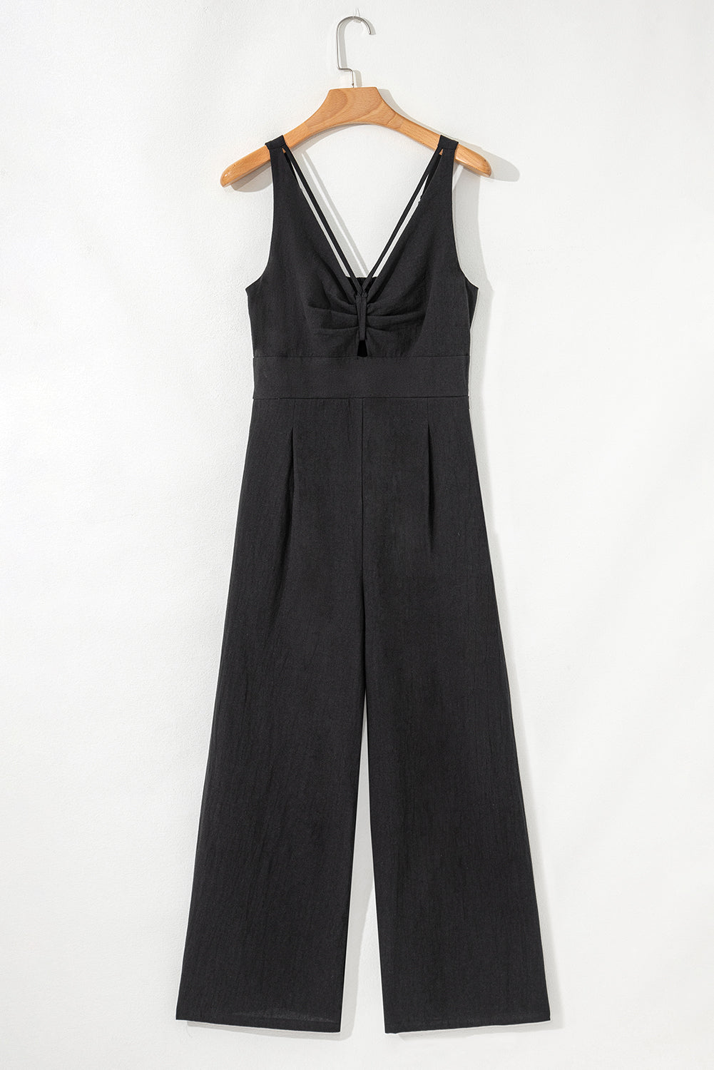 Black Front Cut Out Smocked Back Sleeveless Wide Leg Jumpsuit Dear-Lover Dropshipping