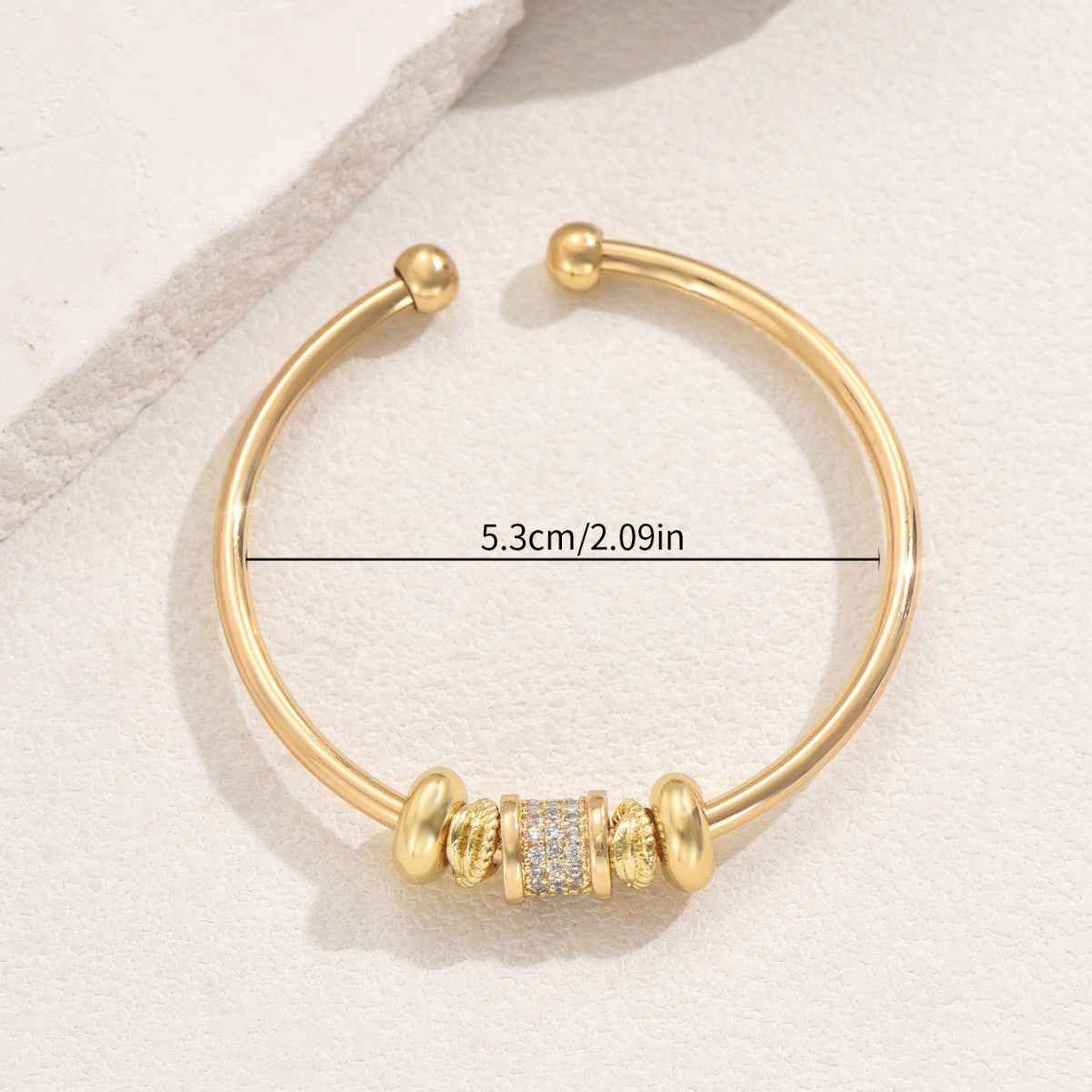 Minimalist Korean Style Women Bangle, Unique Geometric Niche Design Inlaid Cubic Zirconia, Premium Texture Fashion Wrist Jewelry