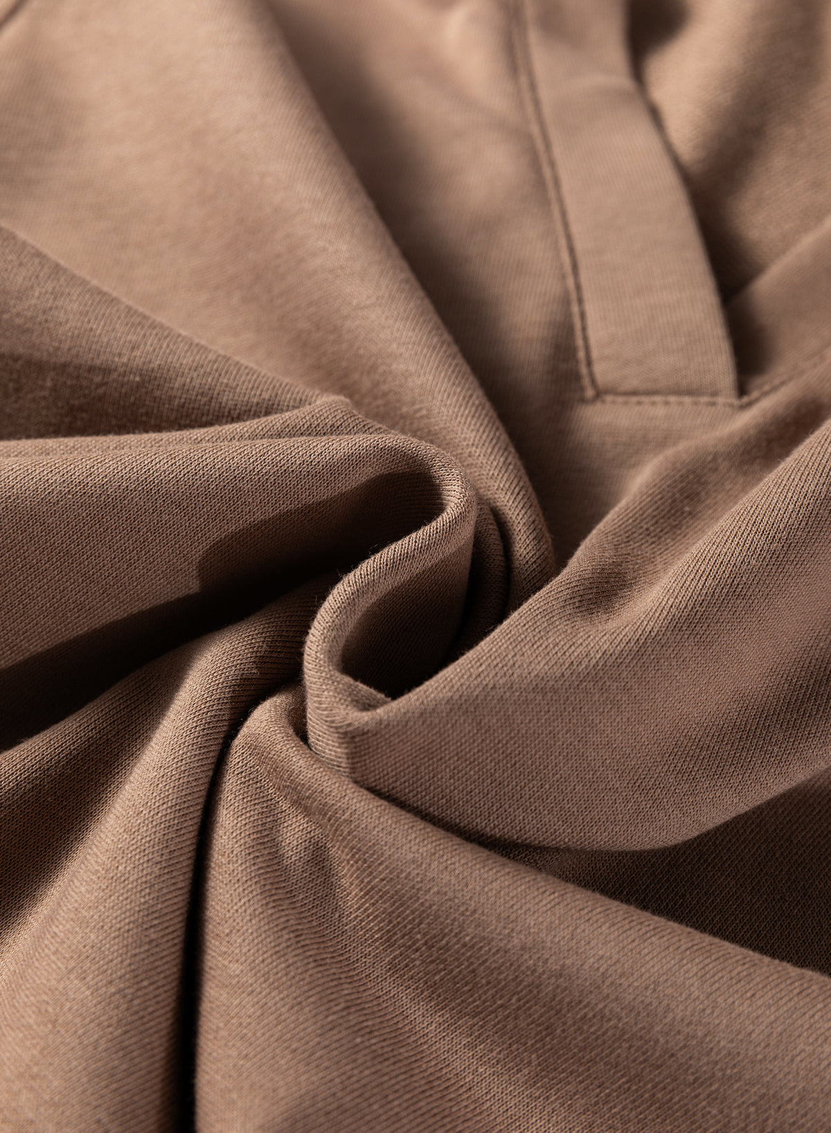 Dark Khaki Polo Collar V Neck Pullover and Drawstring Sweatpants Set