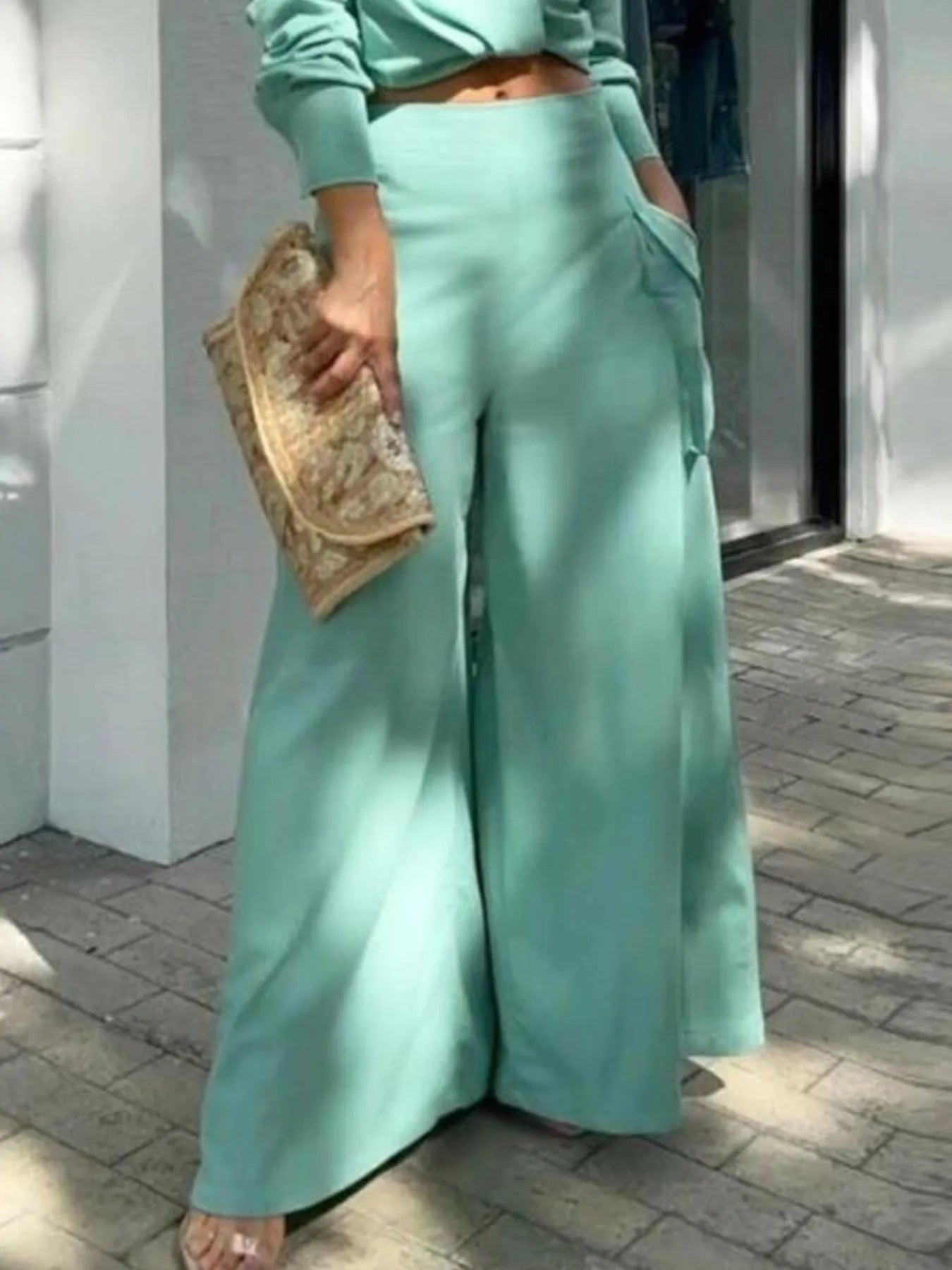 Long Sleeve Top and Pants Set Plus Size.