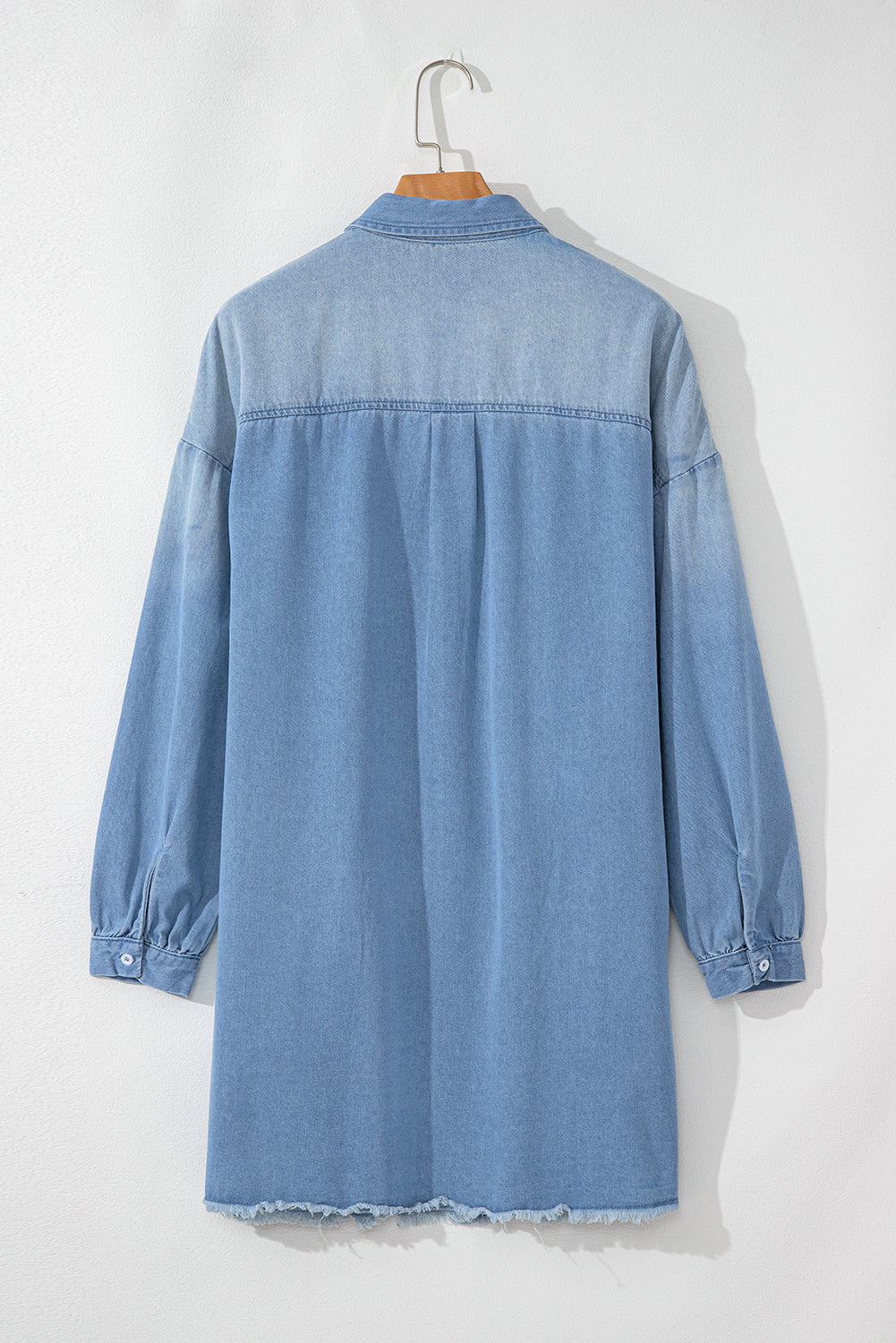 Beau Blue Risen Medium Washed Denim Shirt Dress Dear-Lover Dropshipping