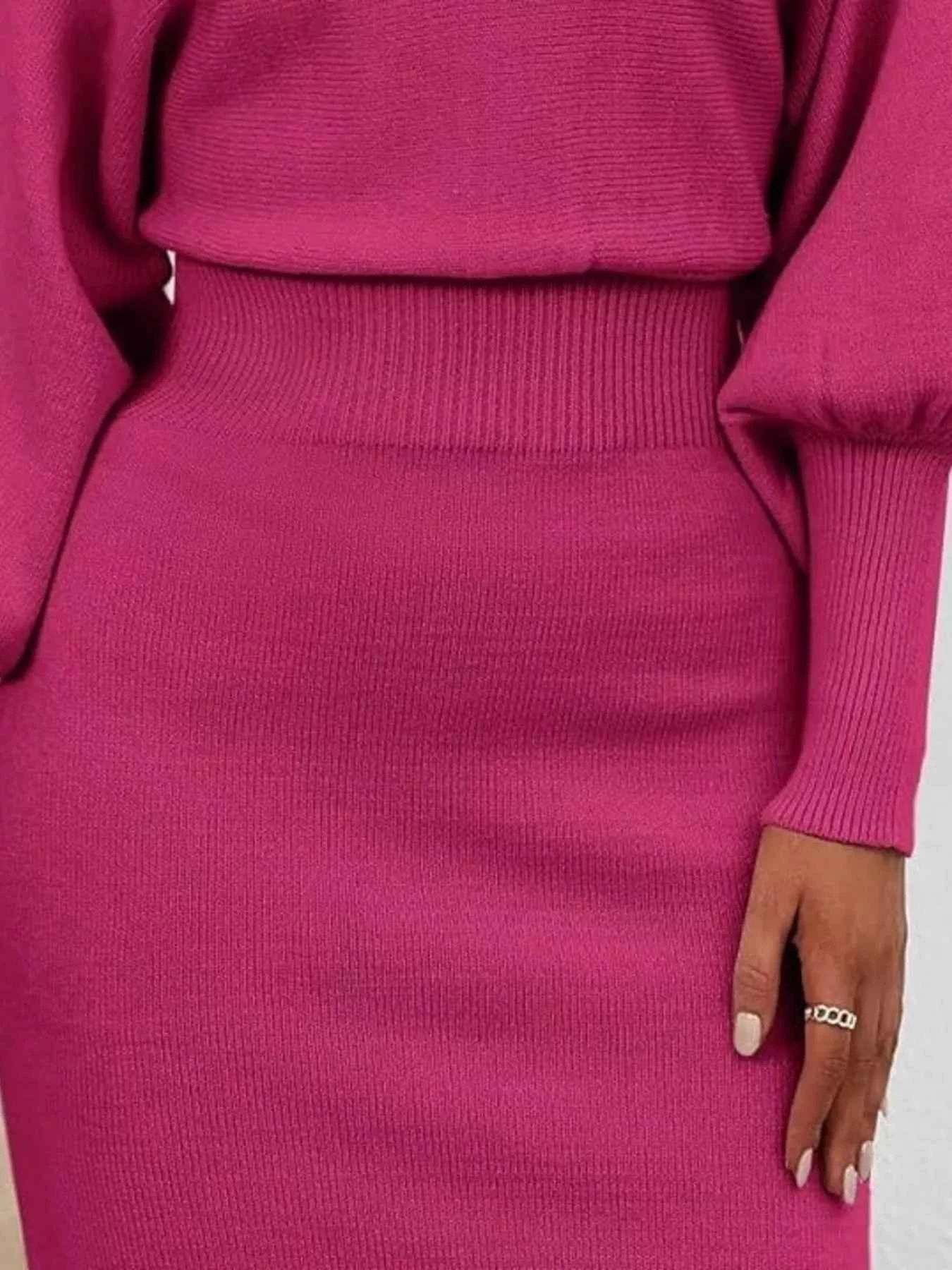 Lantern Sleeve Bodycon Sweater Dress