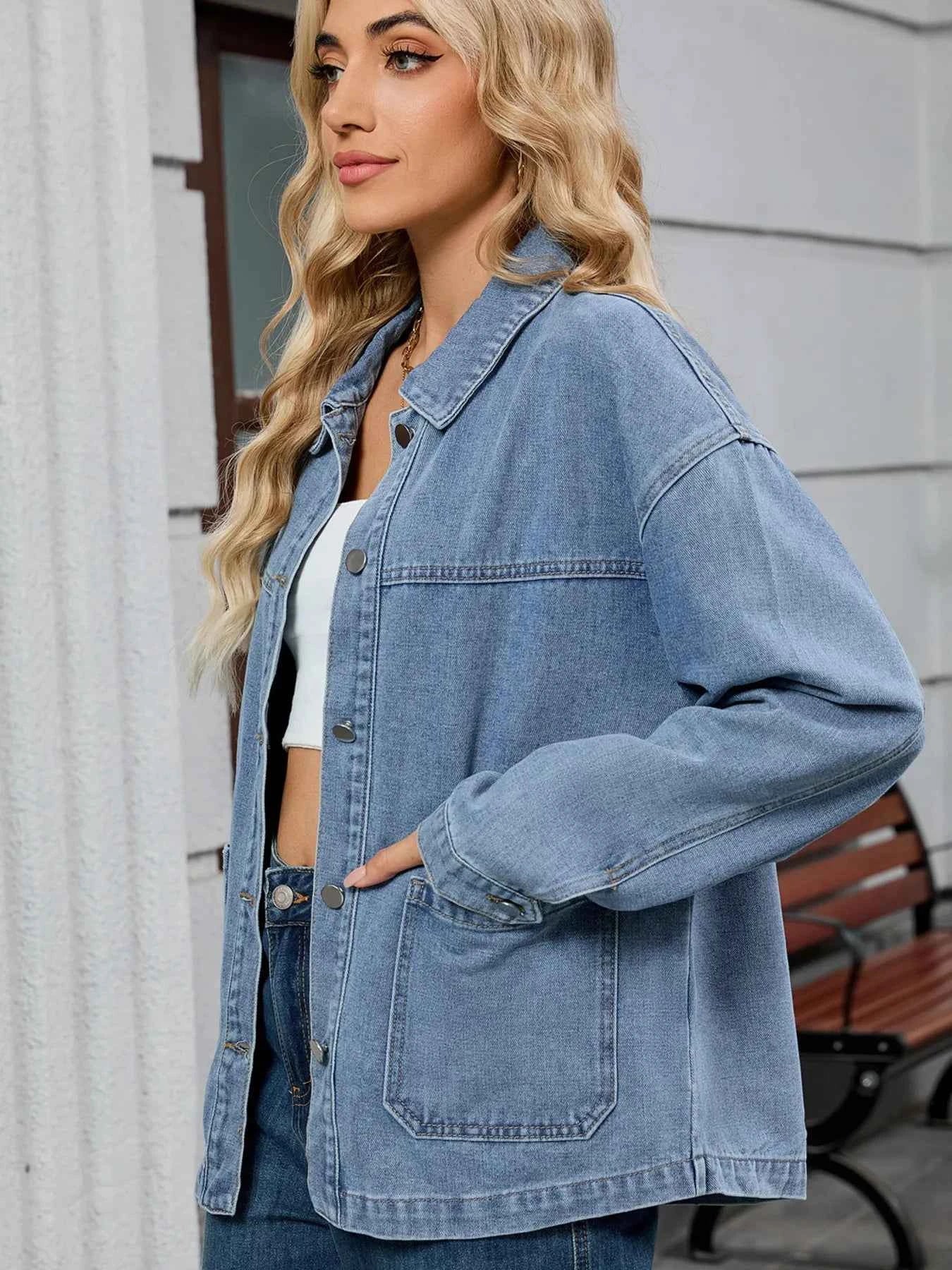 Washed Oversized Button Down Denim Jacket.