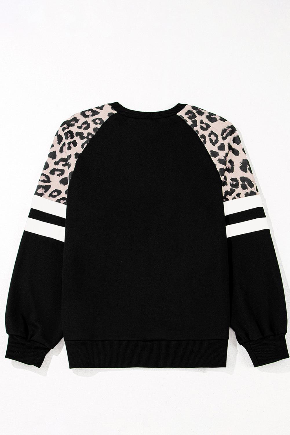 Black Leopard Print Colorblock Raglan Sleeve Sweatshirt Dear-Lover Dropshipping