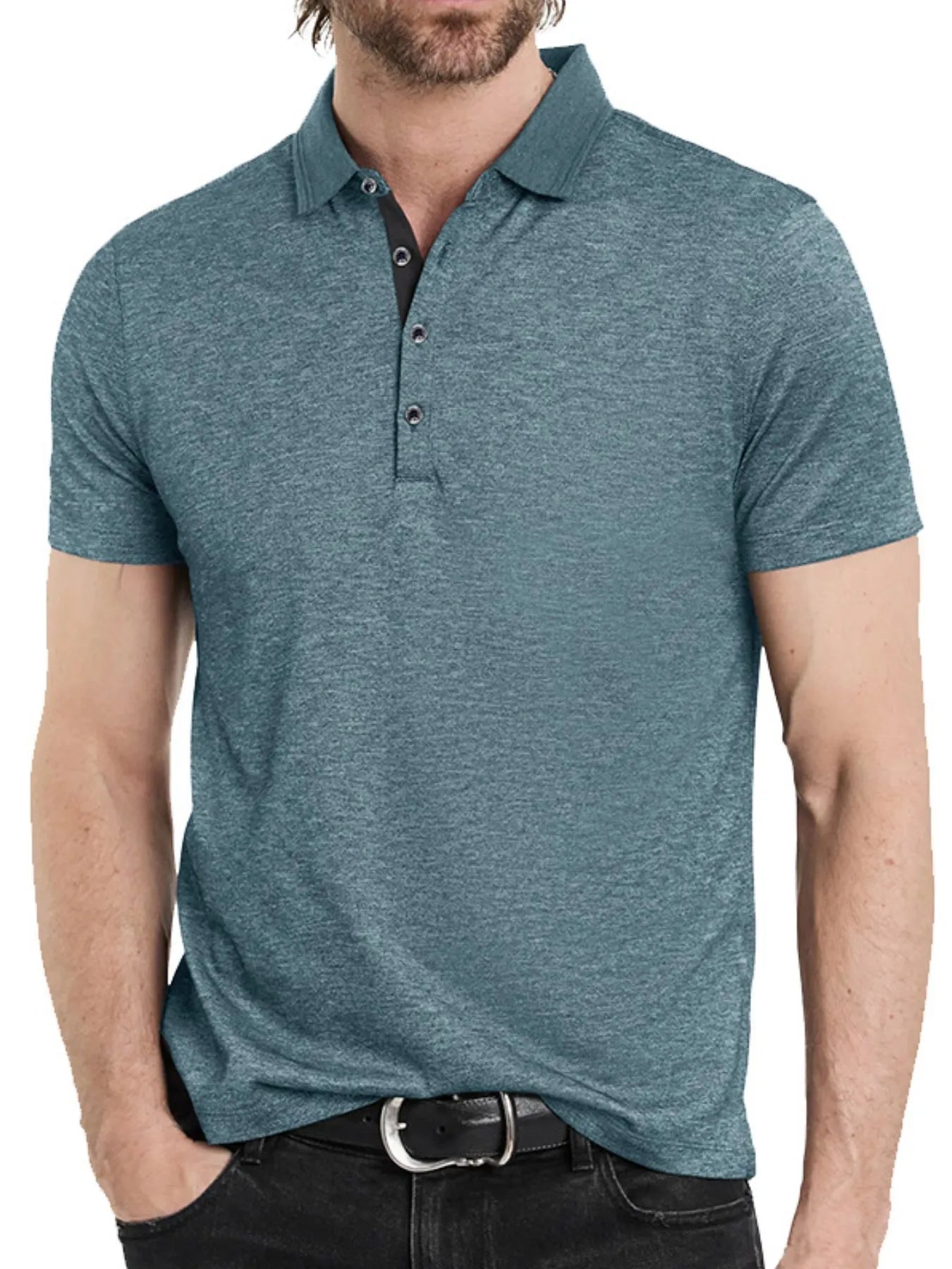 Men's Classic Heathered Short Sleeve Polo Shirt.