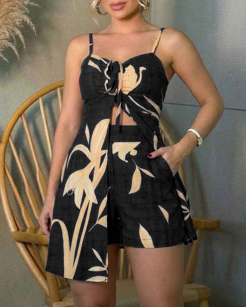 Split Back Vest And Shorts Set