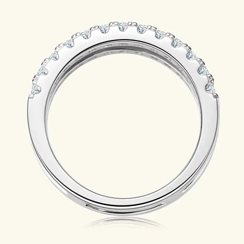925 Sterling Silver Moissanite Double Layered Ring.