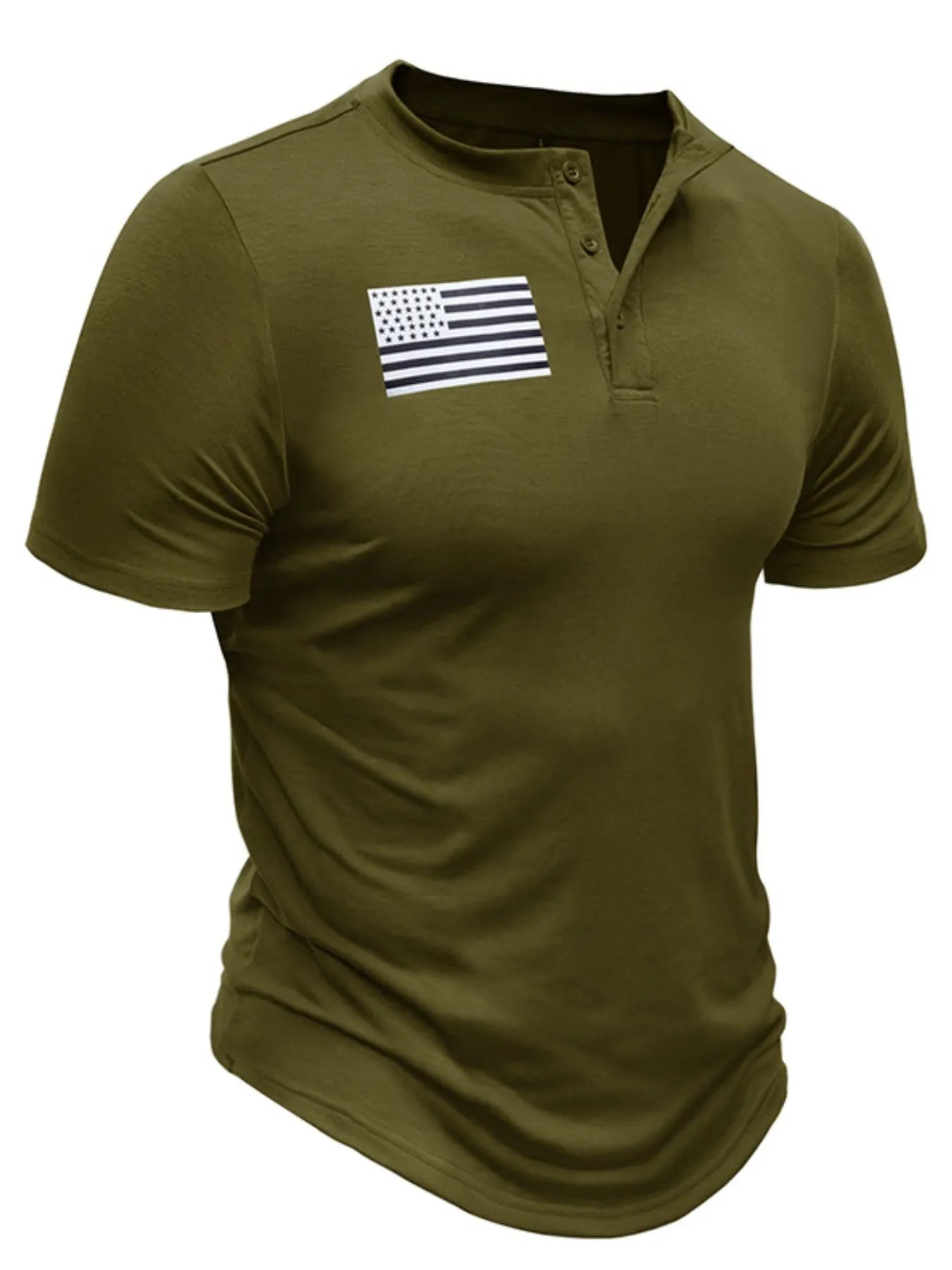 American Flag Short Sleeve Henley Top for men.