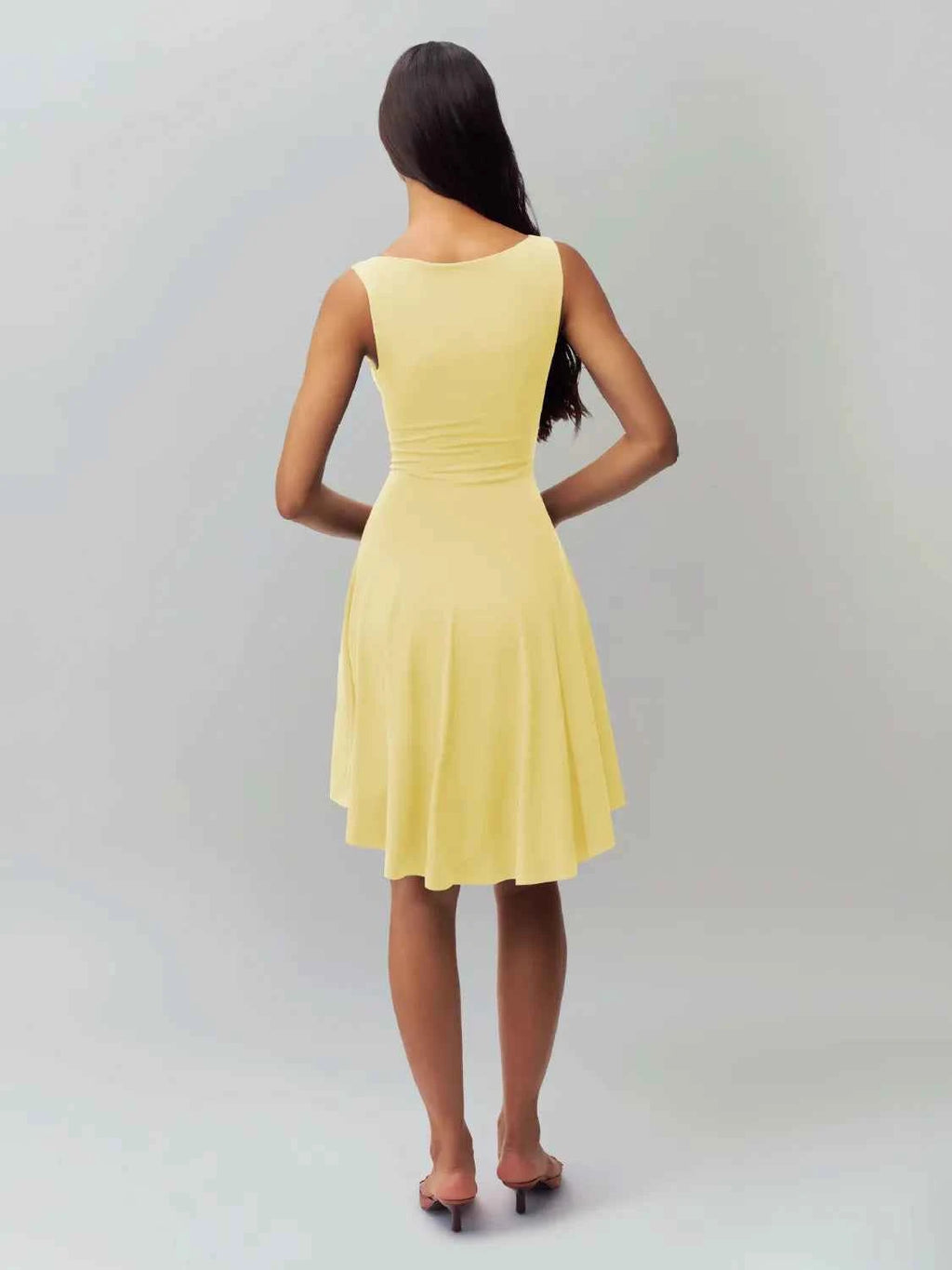 High-Low Round Neck Sleeveless Dress