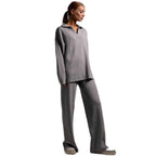 Womens Casual Polo Pullover With Wide Leg Pants Two Piece Set