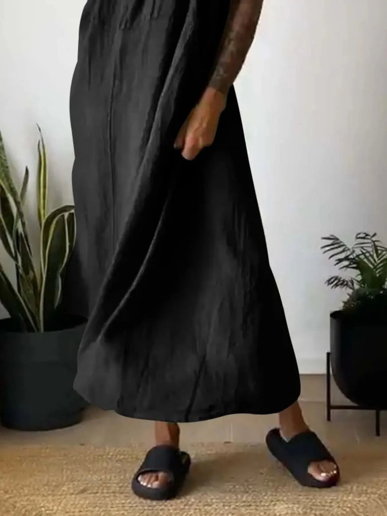 Full Size Ruched Cami Maxi Dress with Pockets Plus Size.